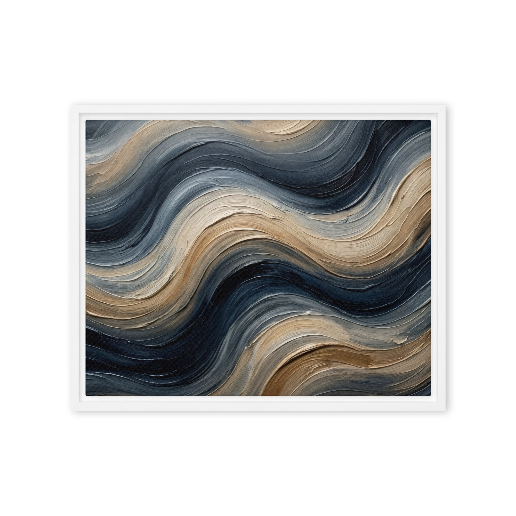 Conform framed canvas print product mockup in brown frame, 24 x 32 inch large size
