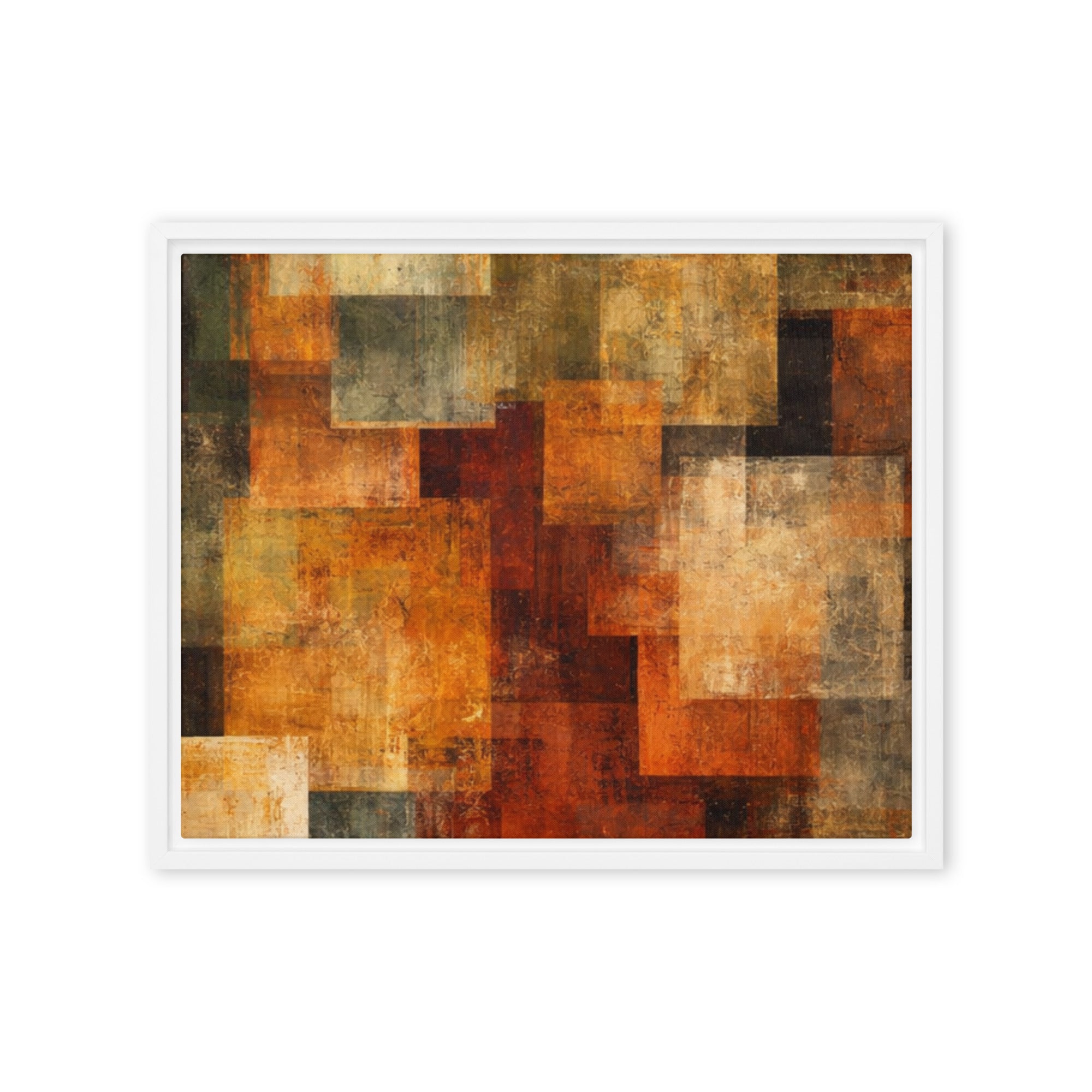 Harvest framed canvas print product mockup in brown frame, 24 x 32 inch large size