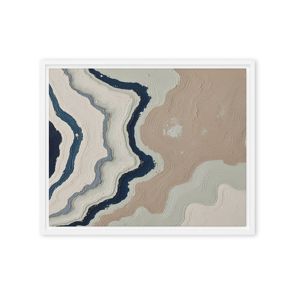 Karst framed canvas artwork with limestone-like textures and deep charcoal shadows, shown on white.
