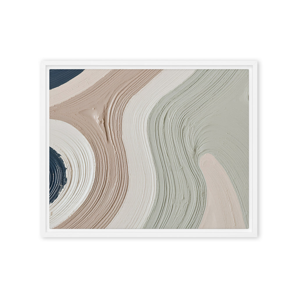 Talus framed canvas artwork with angular rock-like forms and deep charcoal contrasts, shown on white.