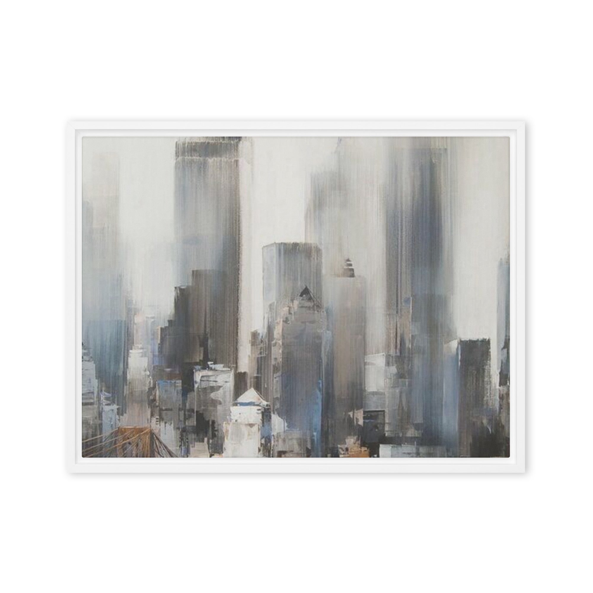 Vanguard framed canvas skyline front-facing product image in brown frame, 18 x 24 inch large size