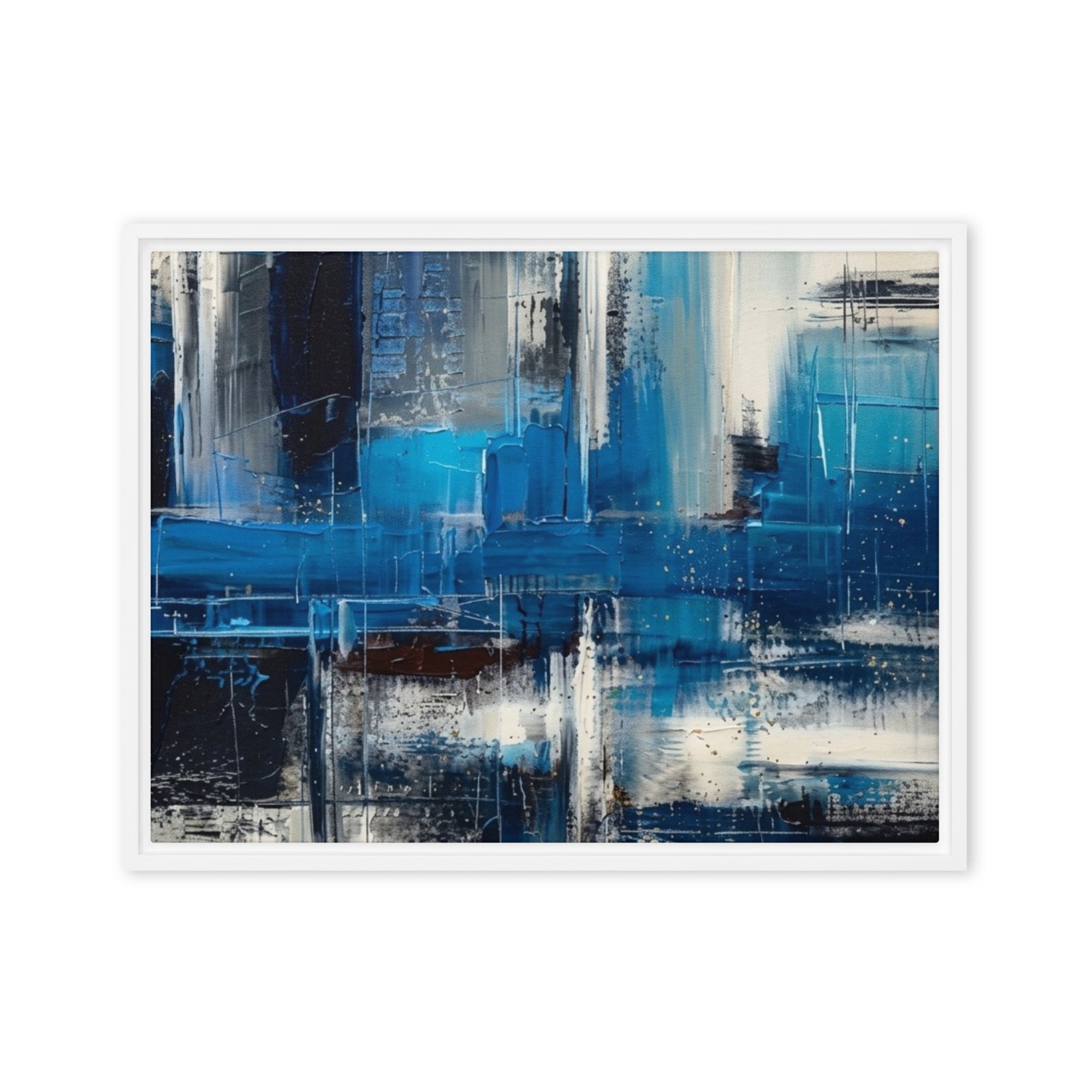 Isle framed canvas print product mockup in brown frame, 20 x 28 inch large size