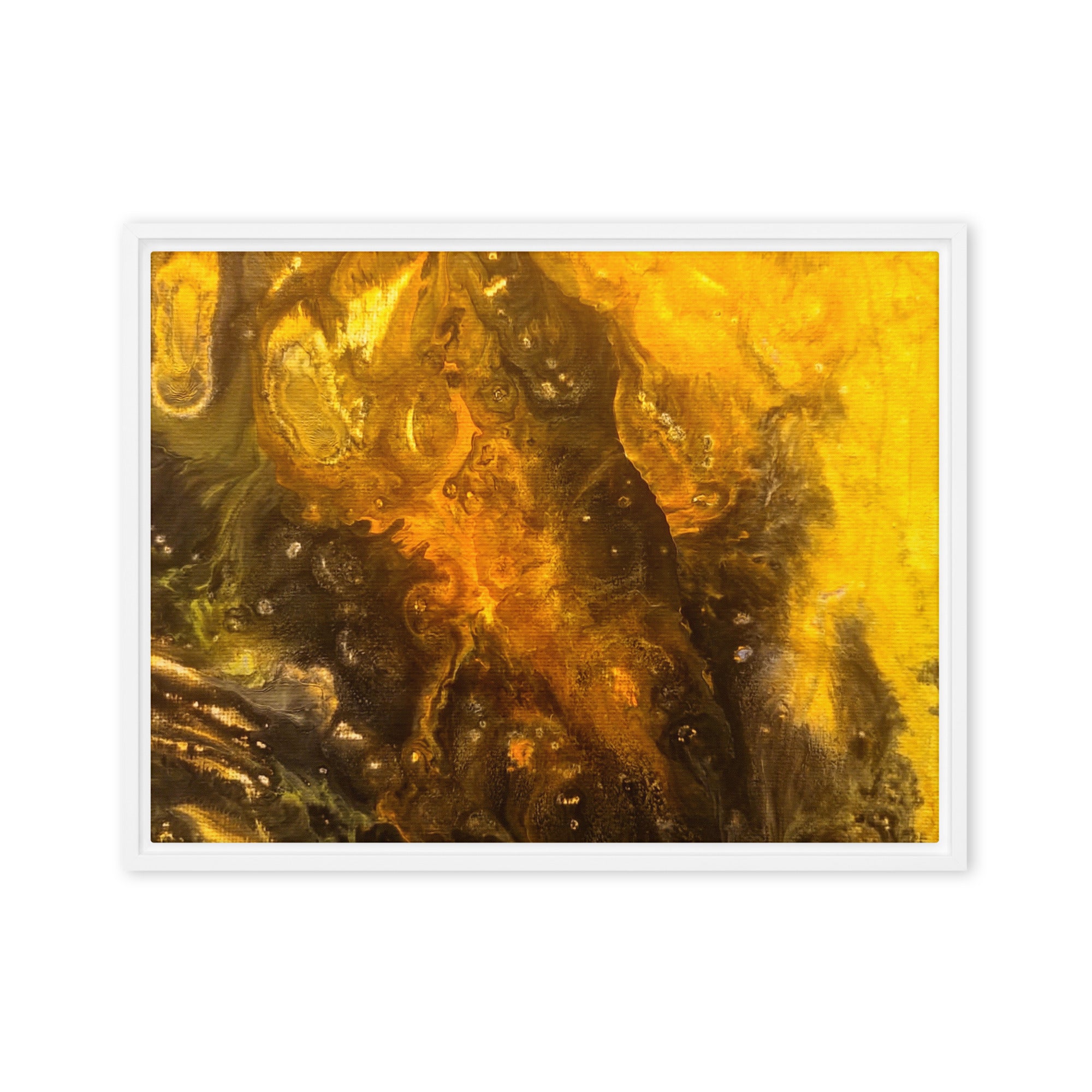 Flame framed canvas print image for product listing in white frame, 8 x 10 inch universal size