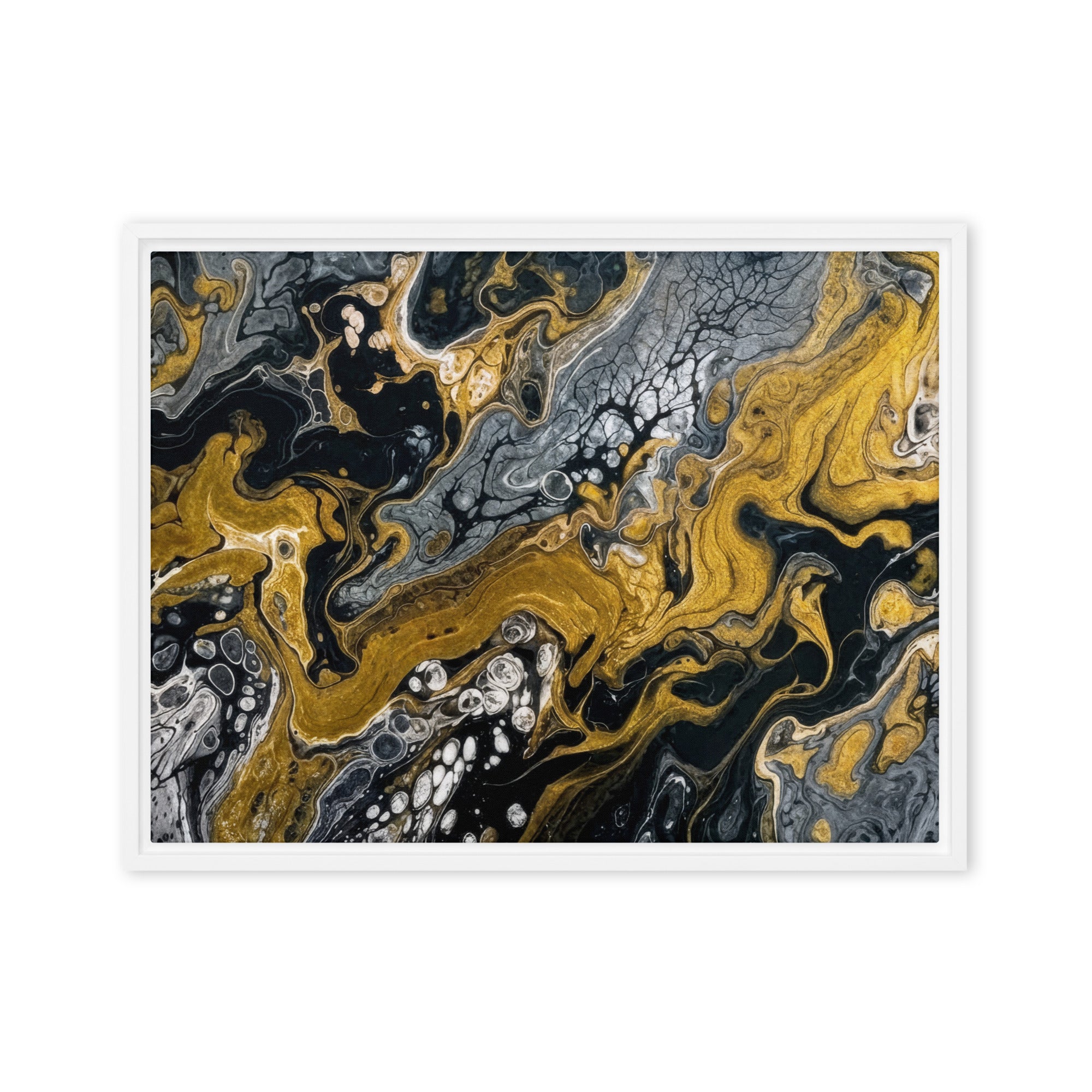 Aurum framed canvas print product mockup in brown frame, 24 x 32 inch large size