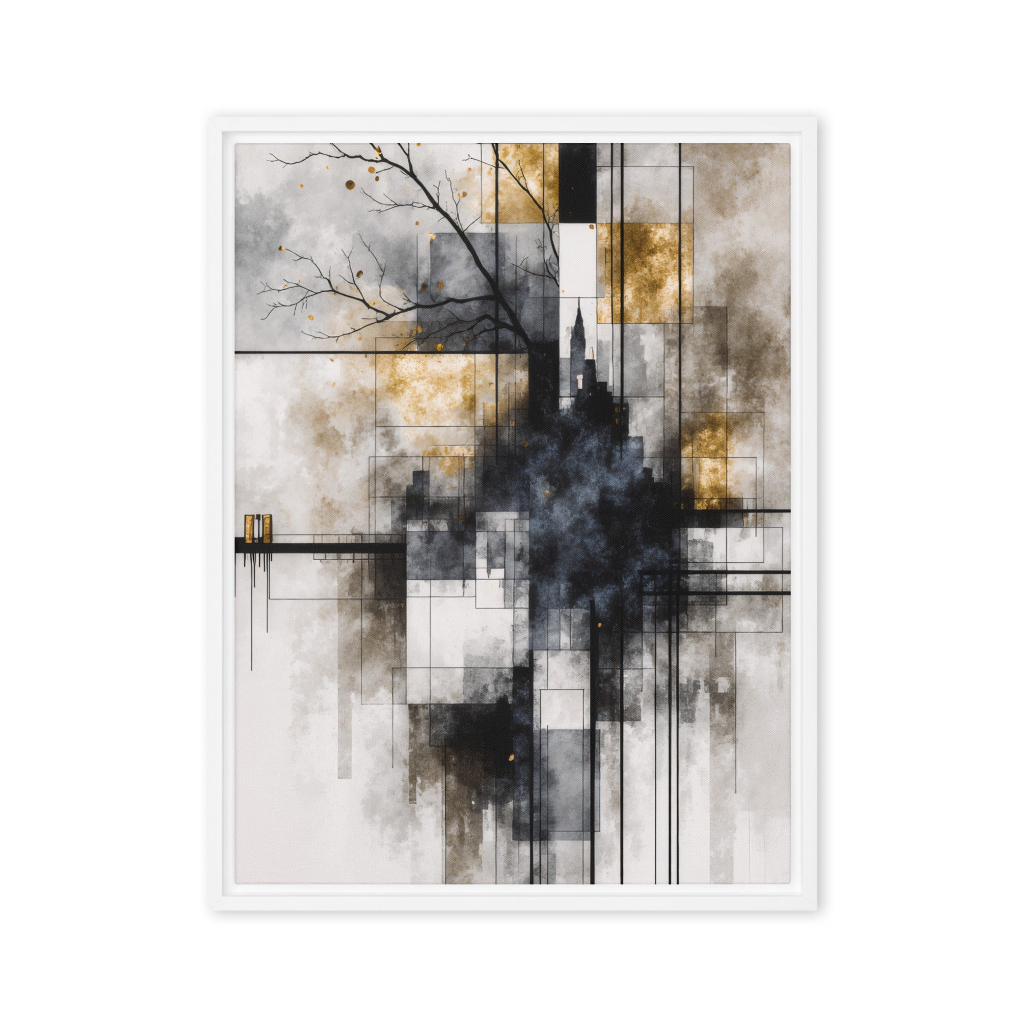 Brasier framed canvas print with product details shown in white frame, 9 x 12 inch universal size