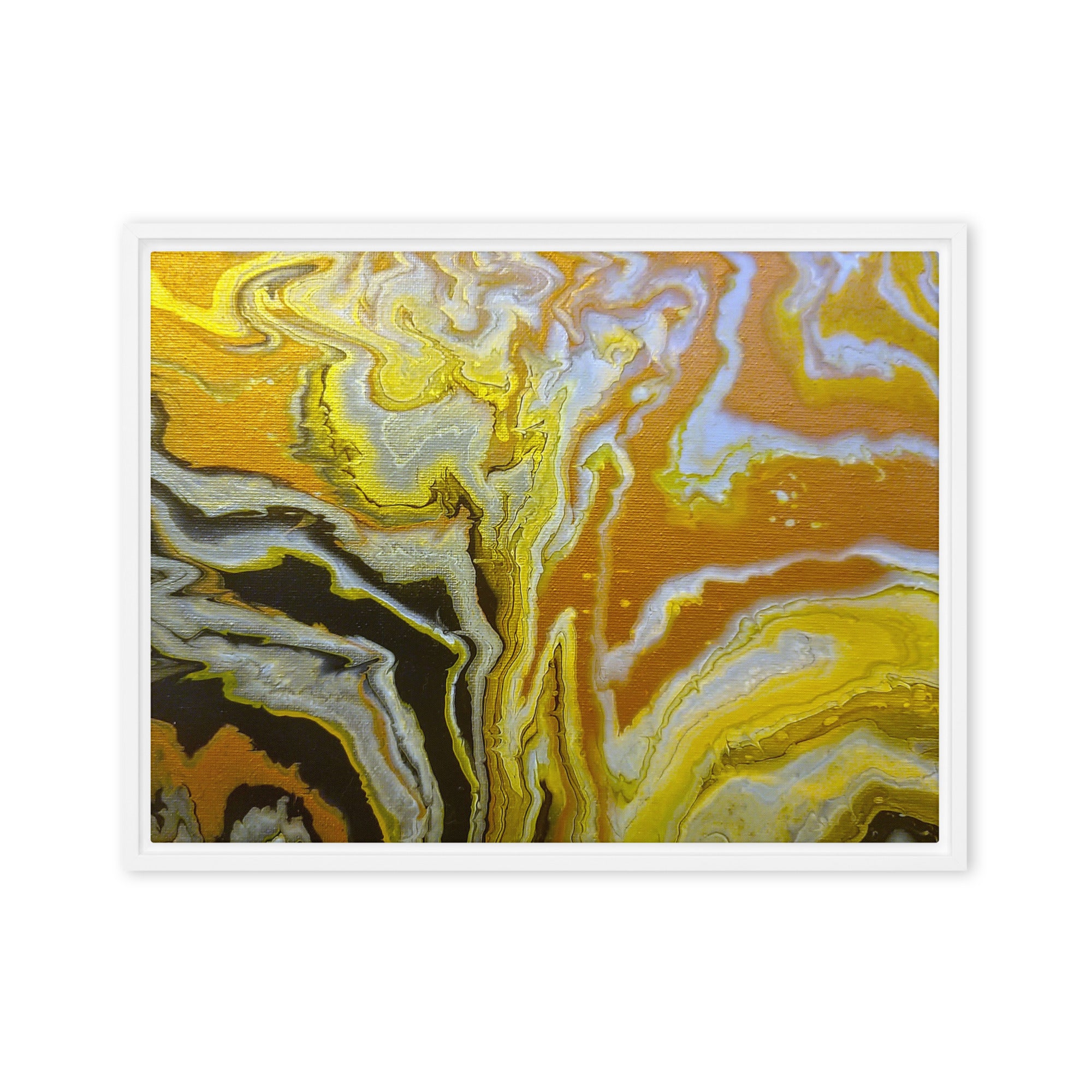 Golden Surge framed canvas print image for product listing in white frame, 8 x 10 inch universal size