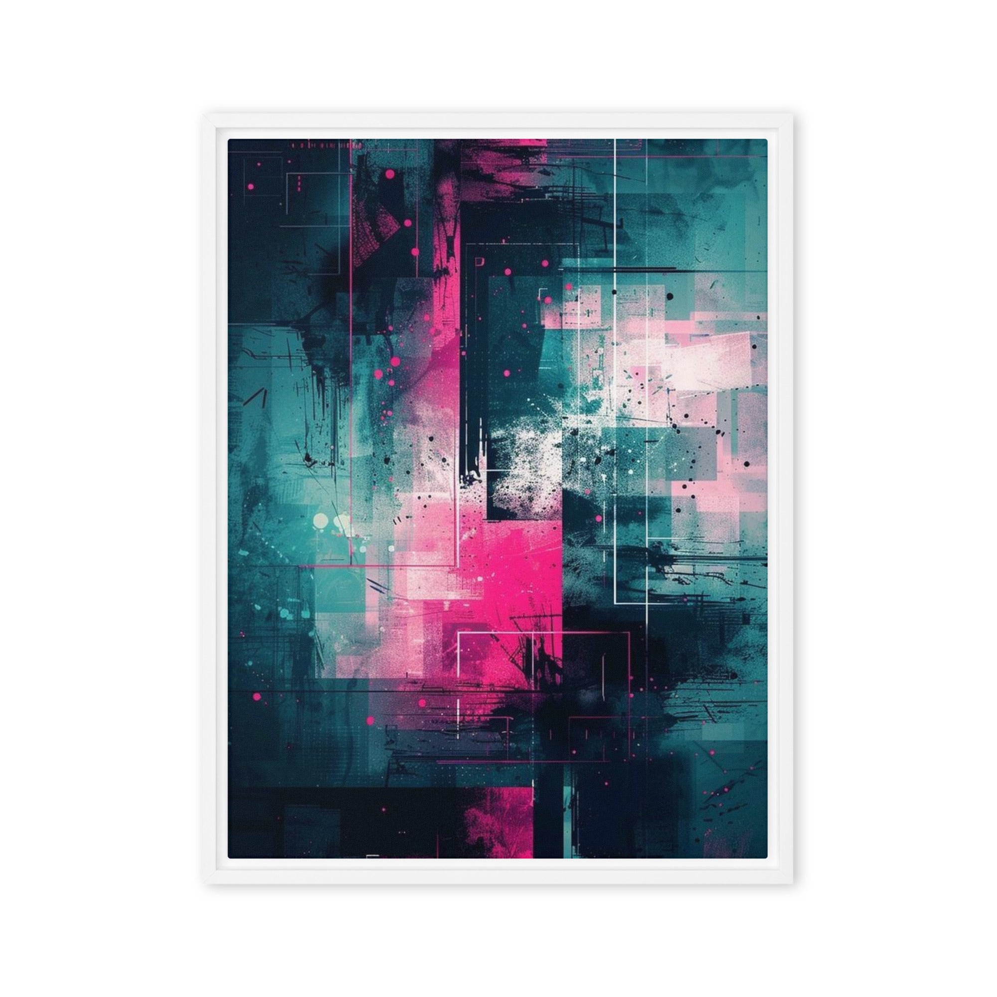 Neona framed canvas print shown in front view in brown frame, 24 x 32 inch large size