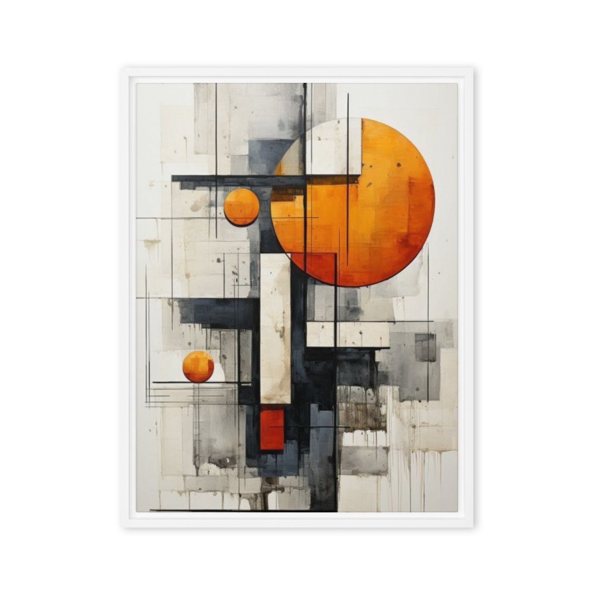 Grille framed canvas print, front view in brown frame, 20 x 30 inch large size