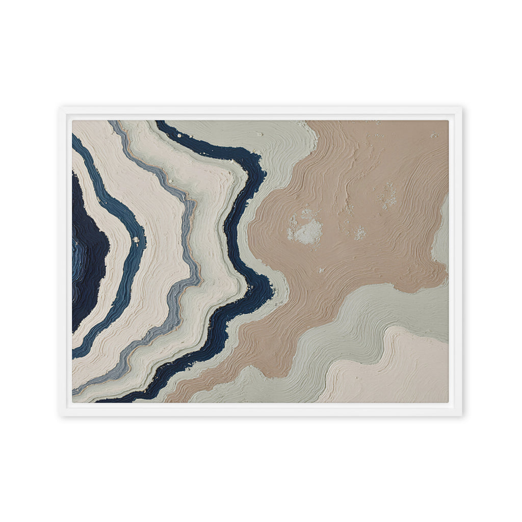 Karst framed canvas artwork with limestone-like textures and deep charcoal shadows, shown on white.