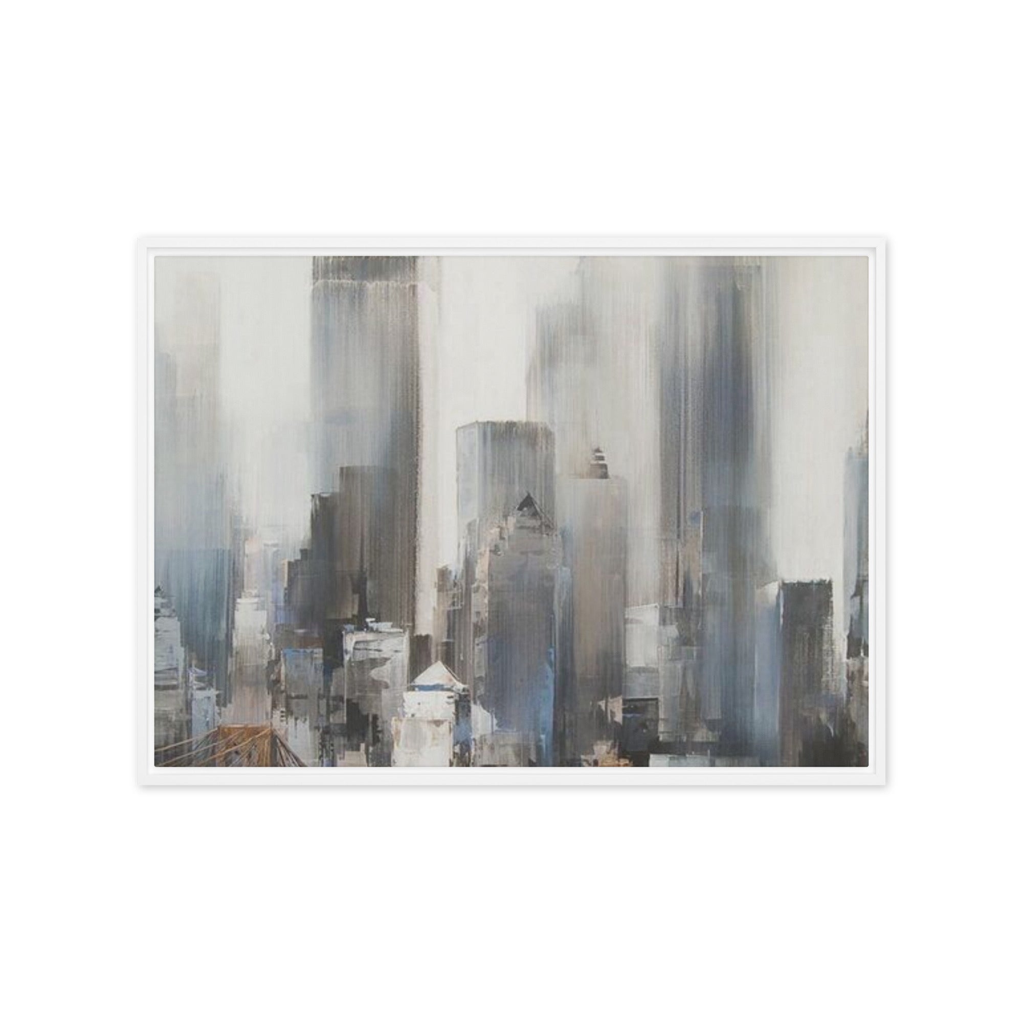 Vanguard framed canvas skyline product view in brown frame, 24 x 32 inch large size