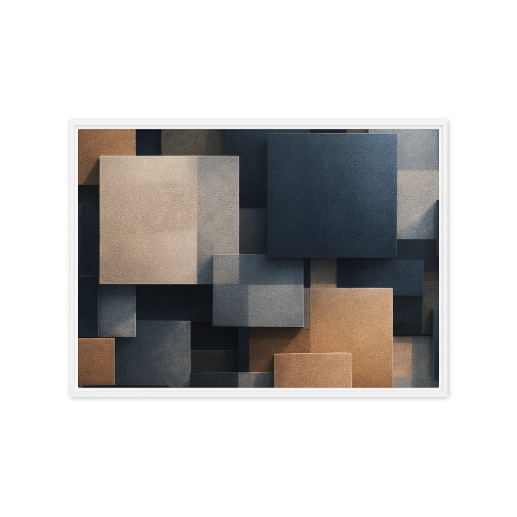 Monolith framed canvas print product image in white frame, 12 x 12 inch universal size