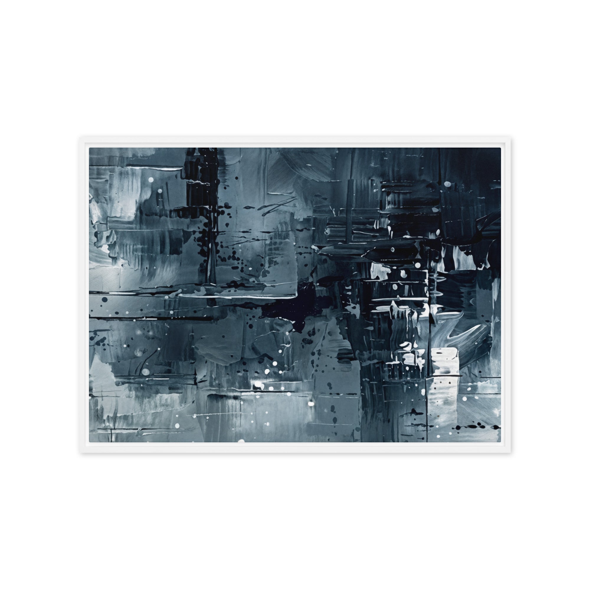 Amidst framed canvas print product image in white frame, 12 x 12 inch universal size