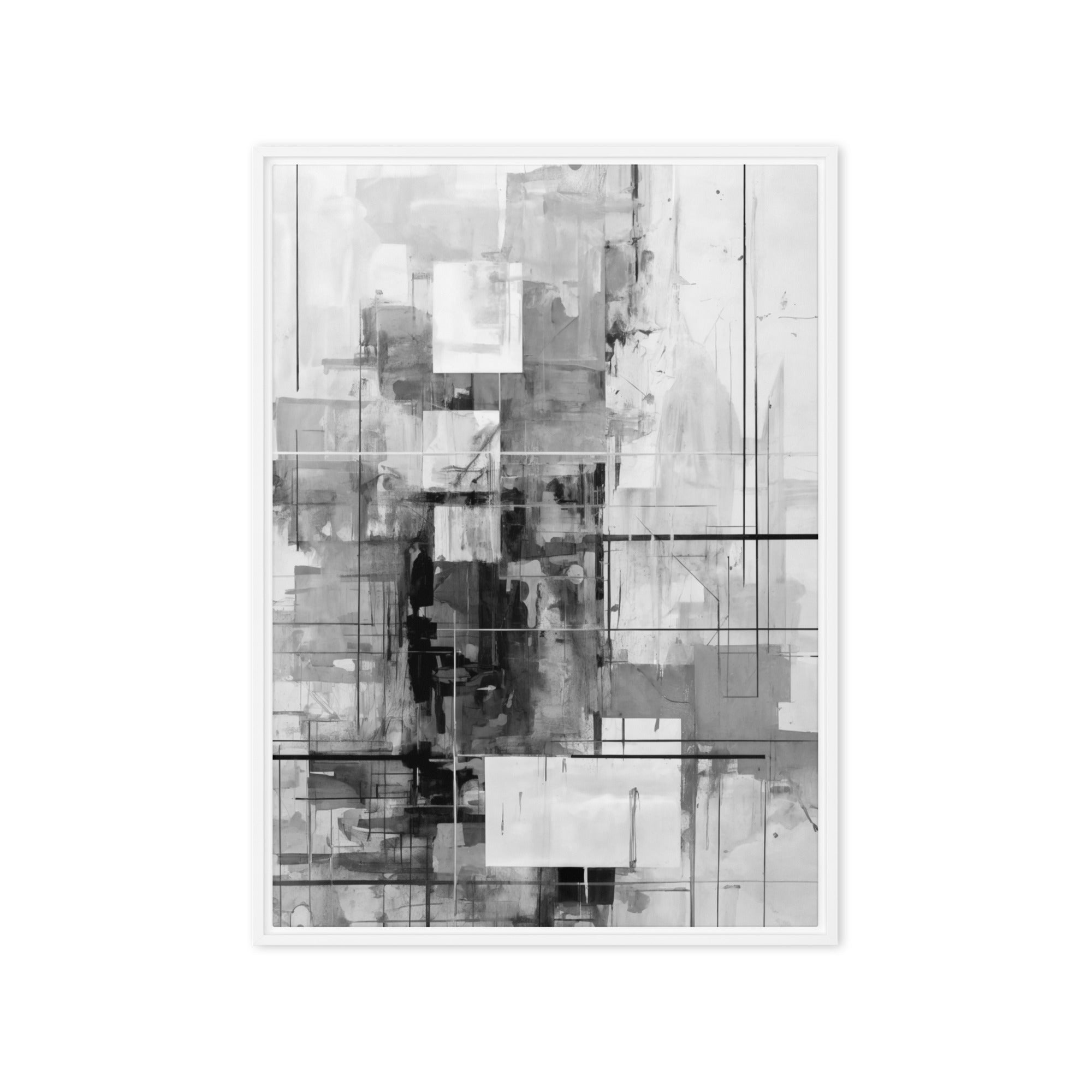Betrayal framed canvas abstract urban, front view in brown frame, 20 x 30 inch large size