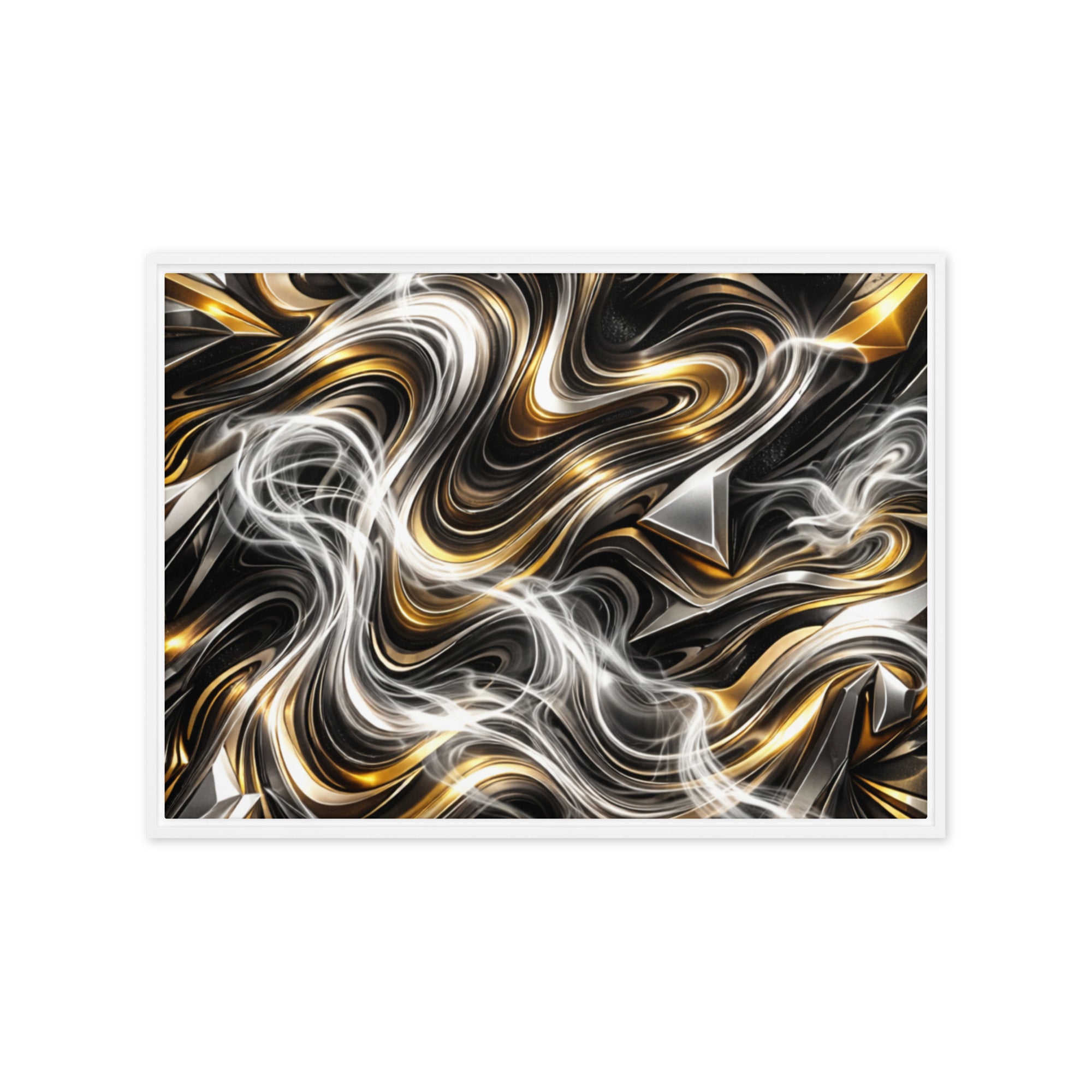 Ouro framed canvas print, front view in white frame, 12 x 16 inch universal size