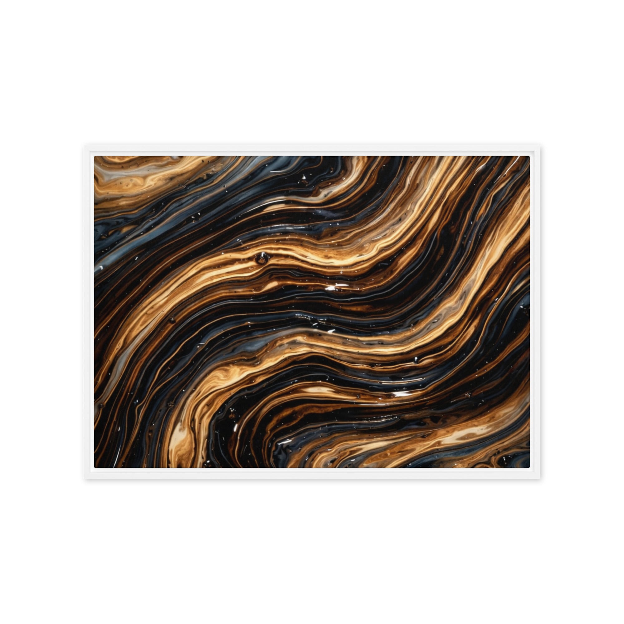 Amber framed canvas print product image in white frame, 12 x 12 inch universal size