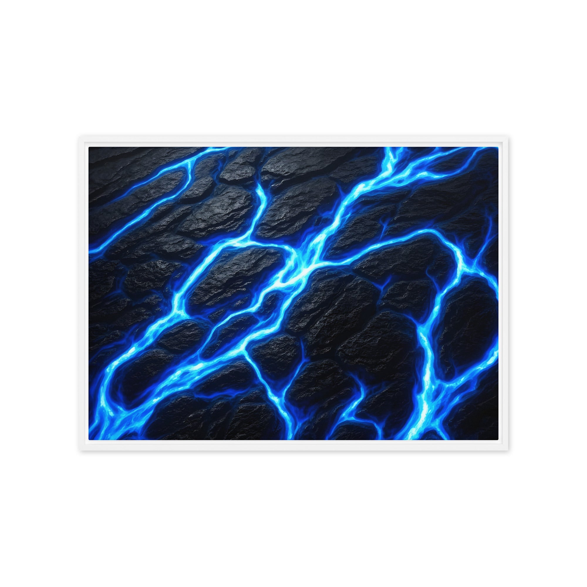 Fissure framed canvas print shown in front view in white frame, 12 x 16 inch universal size