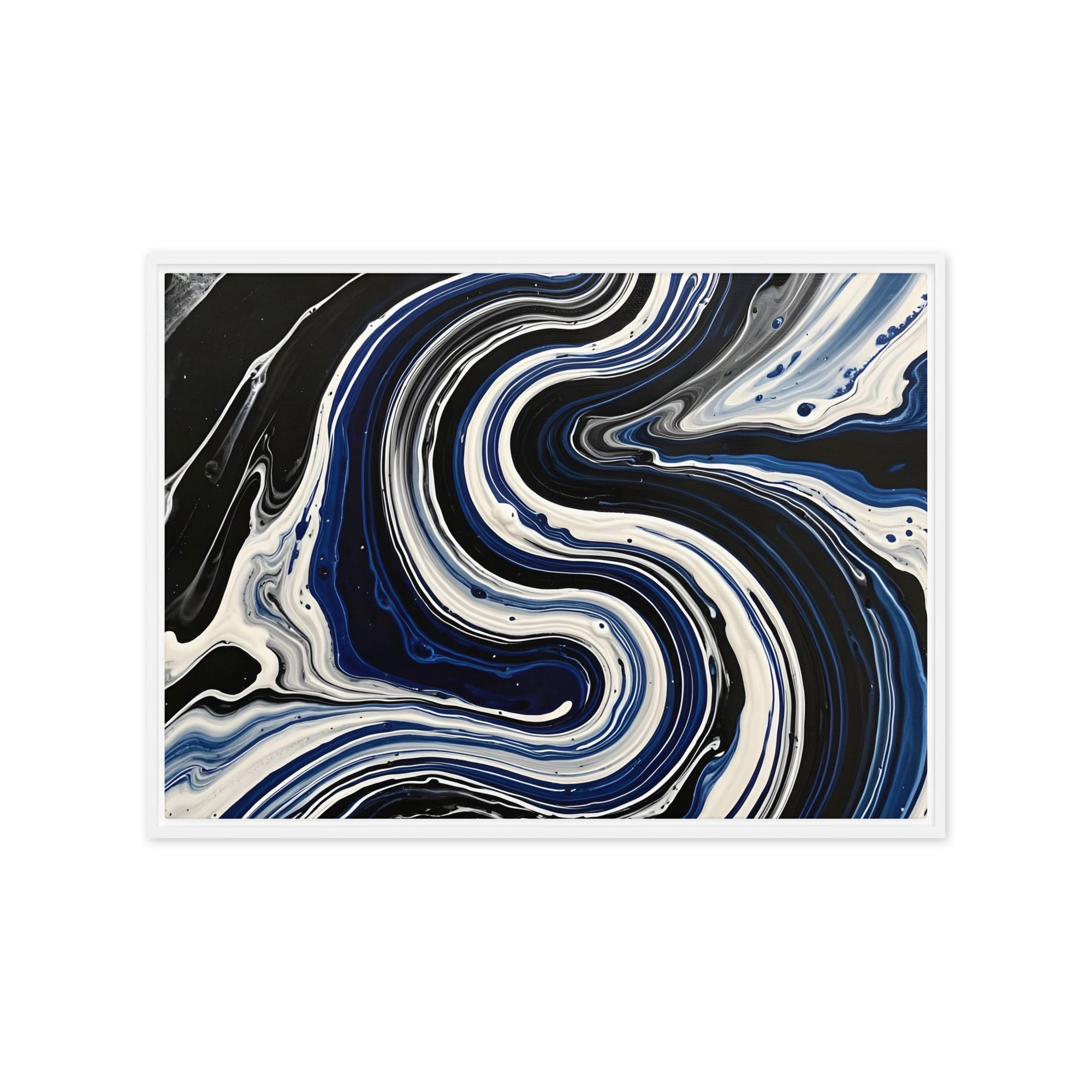 Midnight Surge framed canvas print shown in front view in white frame, 12 x 16 inch universal size