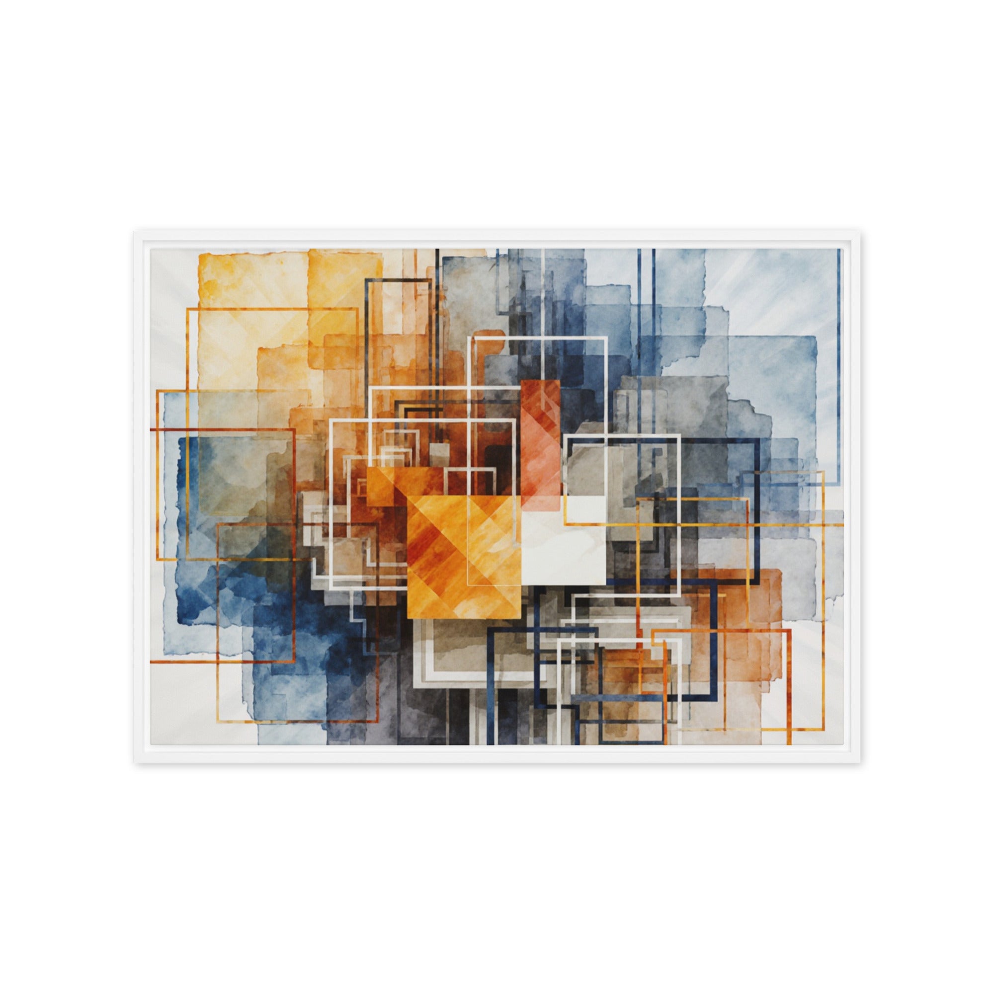 Reticle framed canvas print product image in white frame, 12 x 12 inch universal size