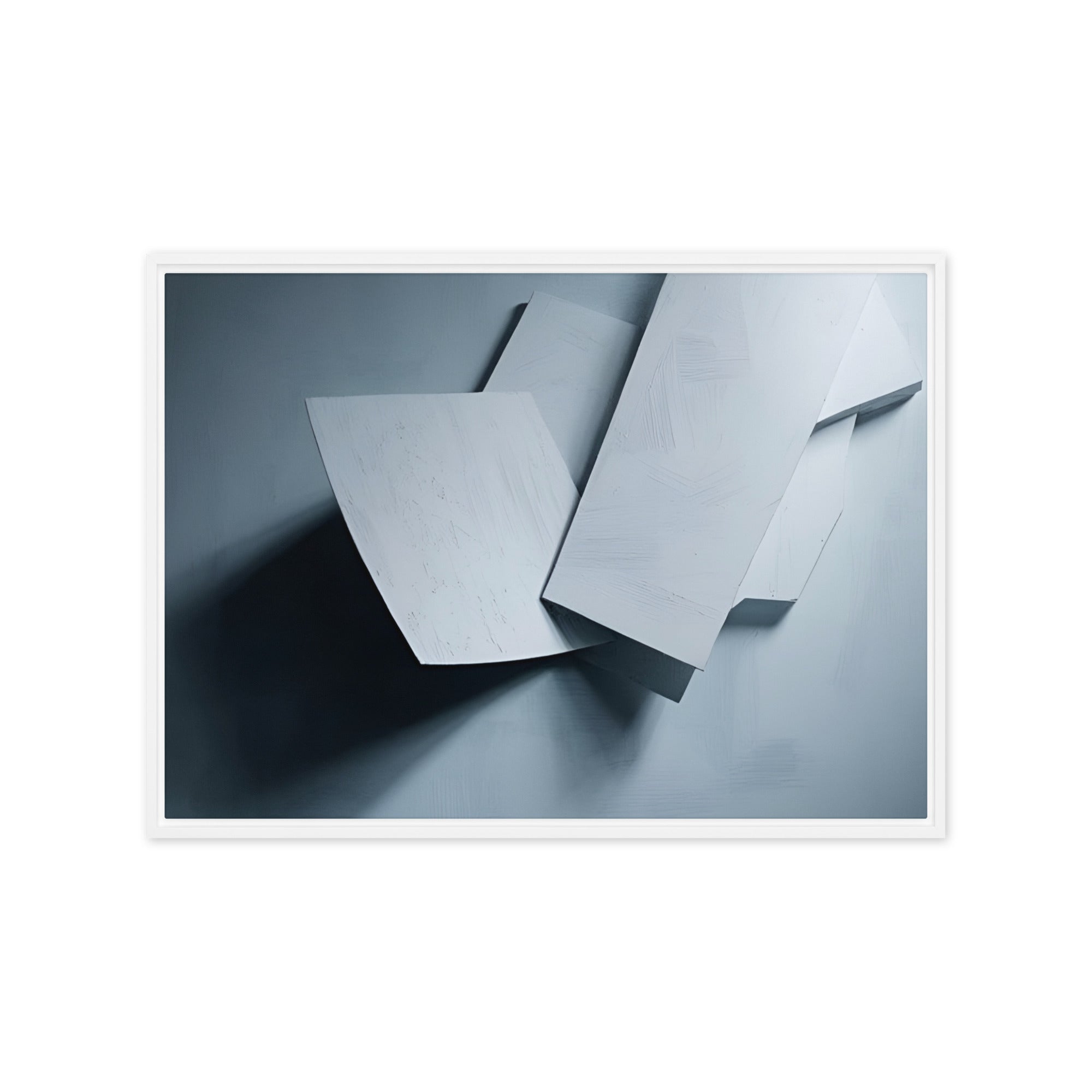 Silhouette framed canvas print shown in front view in white frame, 12 x 16 inch universal size