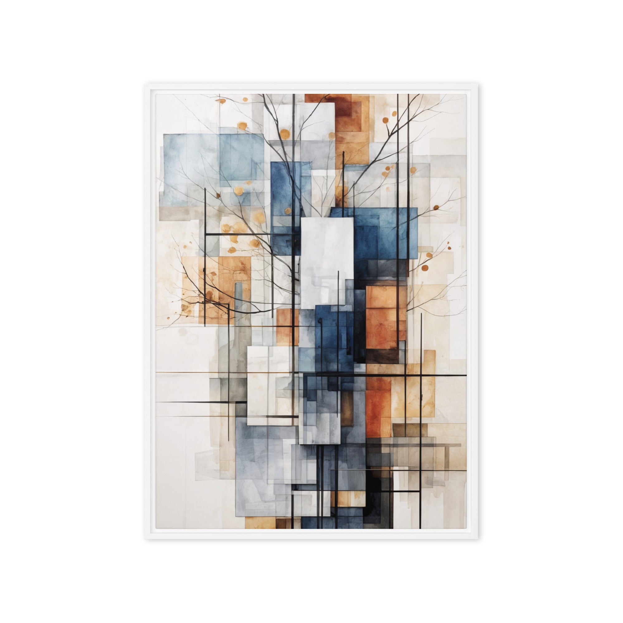 True framed canvas print with product details shown in white frame, 24 x 36 inch statement piece