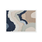Alluvia framed canvas artwork with layered earth tones and flowing mineral textures, shown on white.