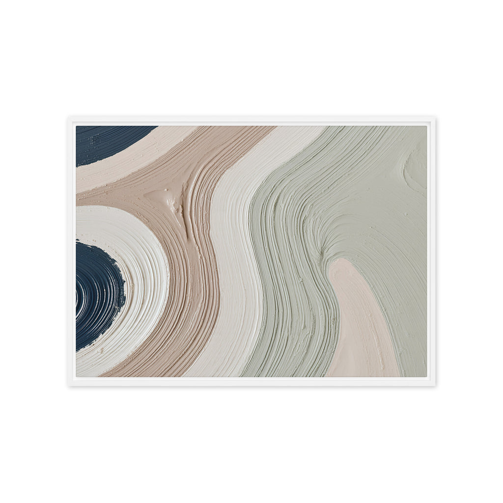Talus framed canvas artwork with angular rock-like forms and deep charcoal contrasts, shown on white.