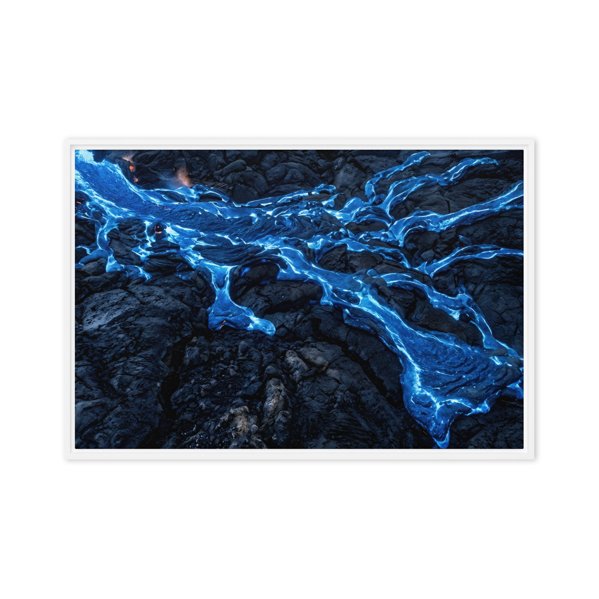 Scoria framed canvas print front-facing product image in white frame, 16 x 16 inch universal size
