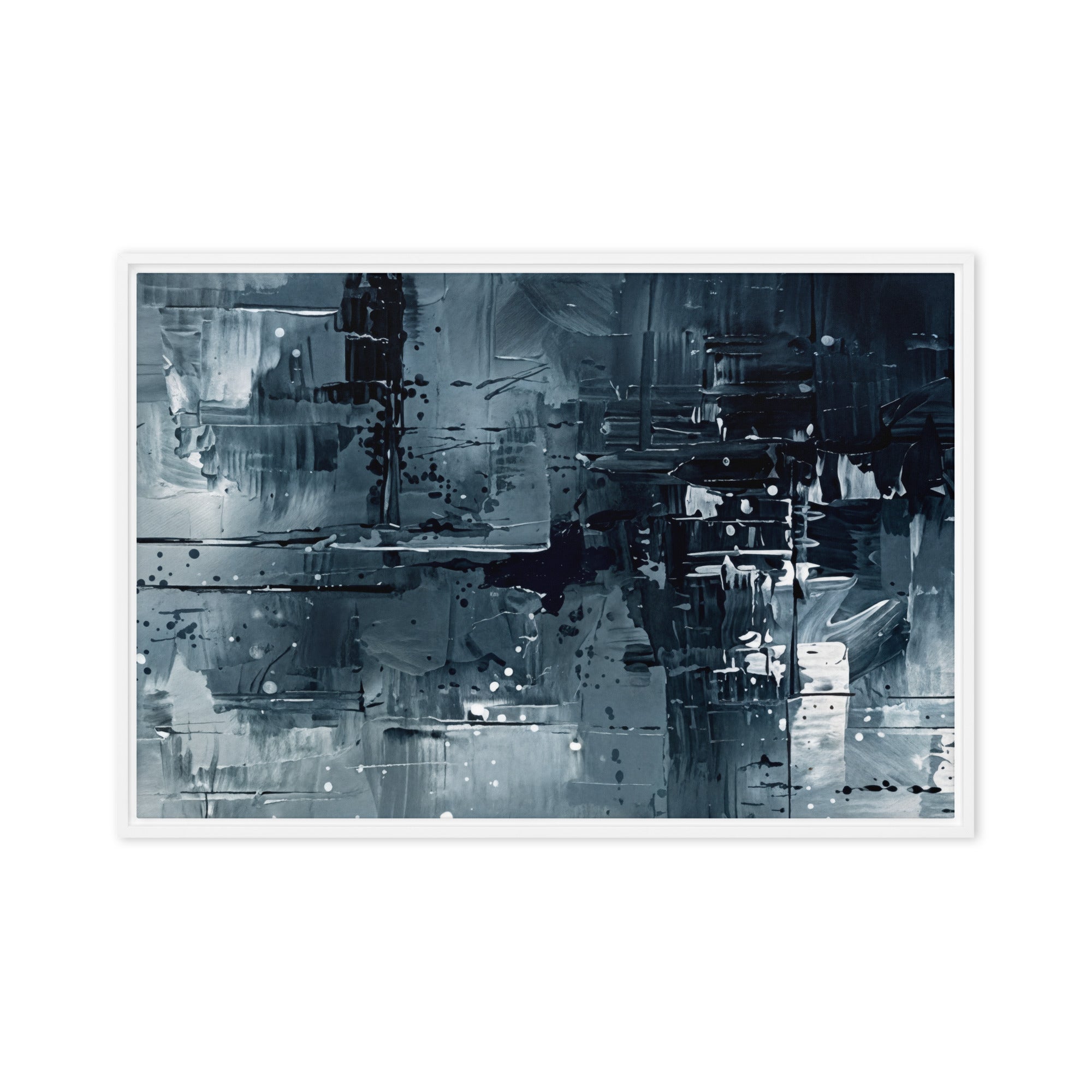 Amidst framed canvas print front-facing product image in white frame, 16 x 16 inch universal size