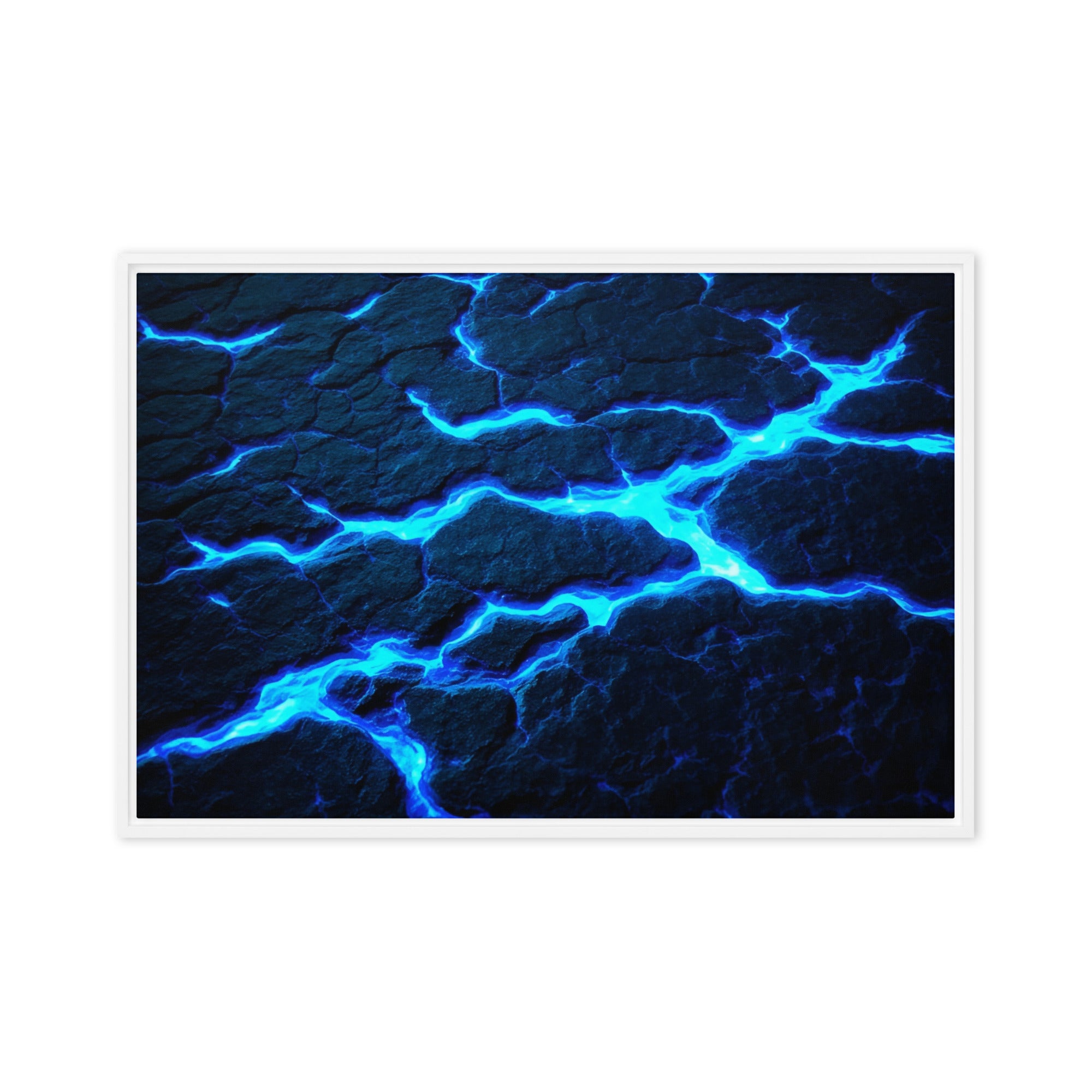 Dacite framed canvas print front-facing product image in white frame, 16 x 16 inch universal size