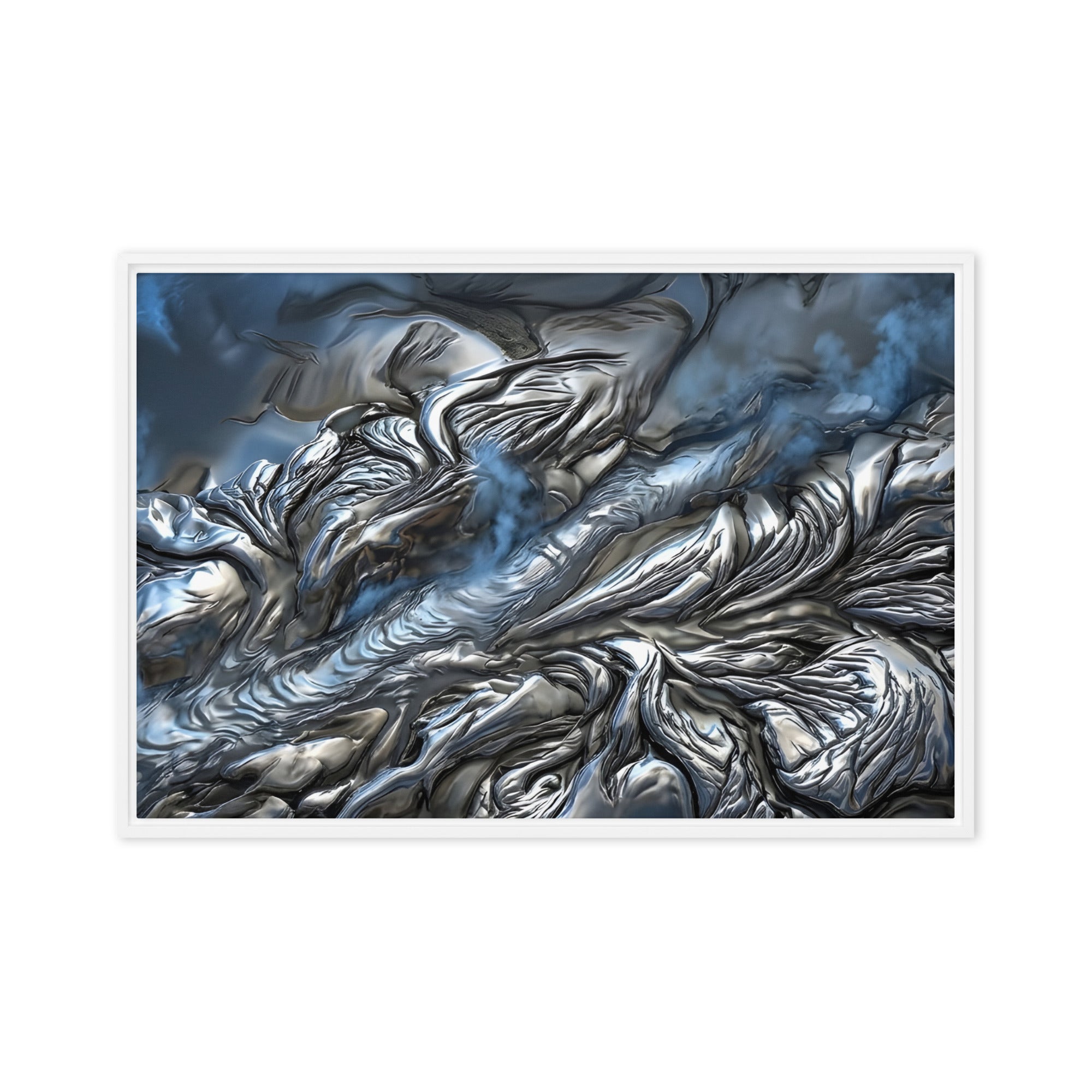 Andesite framed canvas print front-facing product image in white frame, 16 x 16 inch universal size