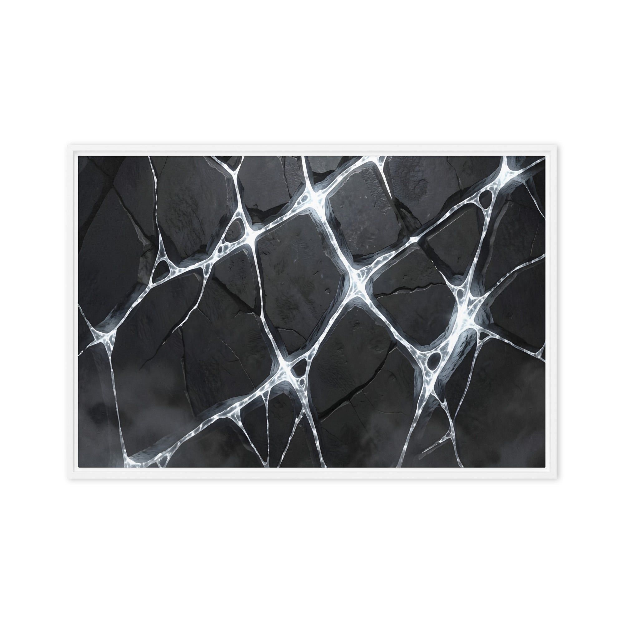 Pumice framed canvas print front-facing product image in white frame, 16 x 16 inch universal size