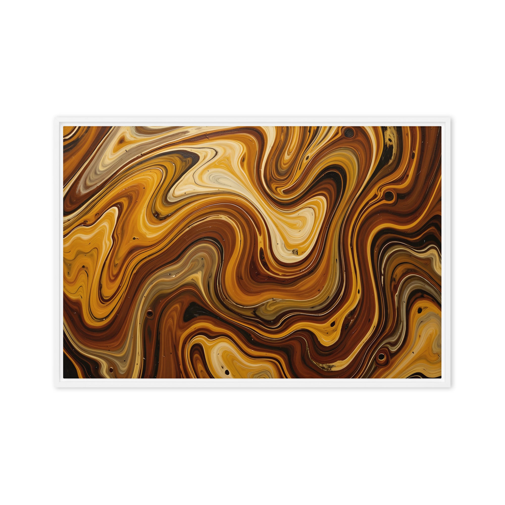 Molten Earth framed canvas print wall display image in white frame, 16 x 20 inch universal size