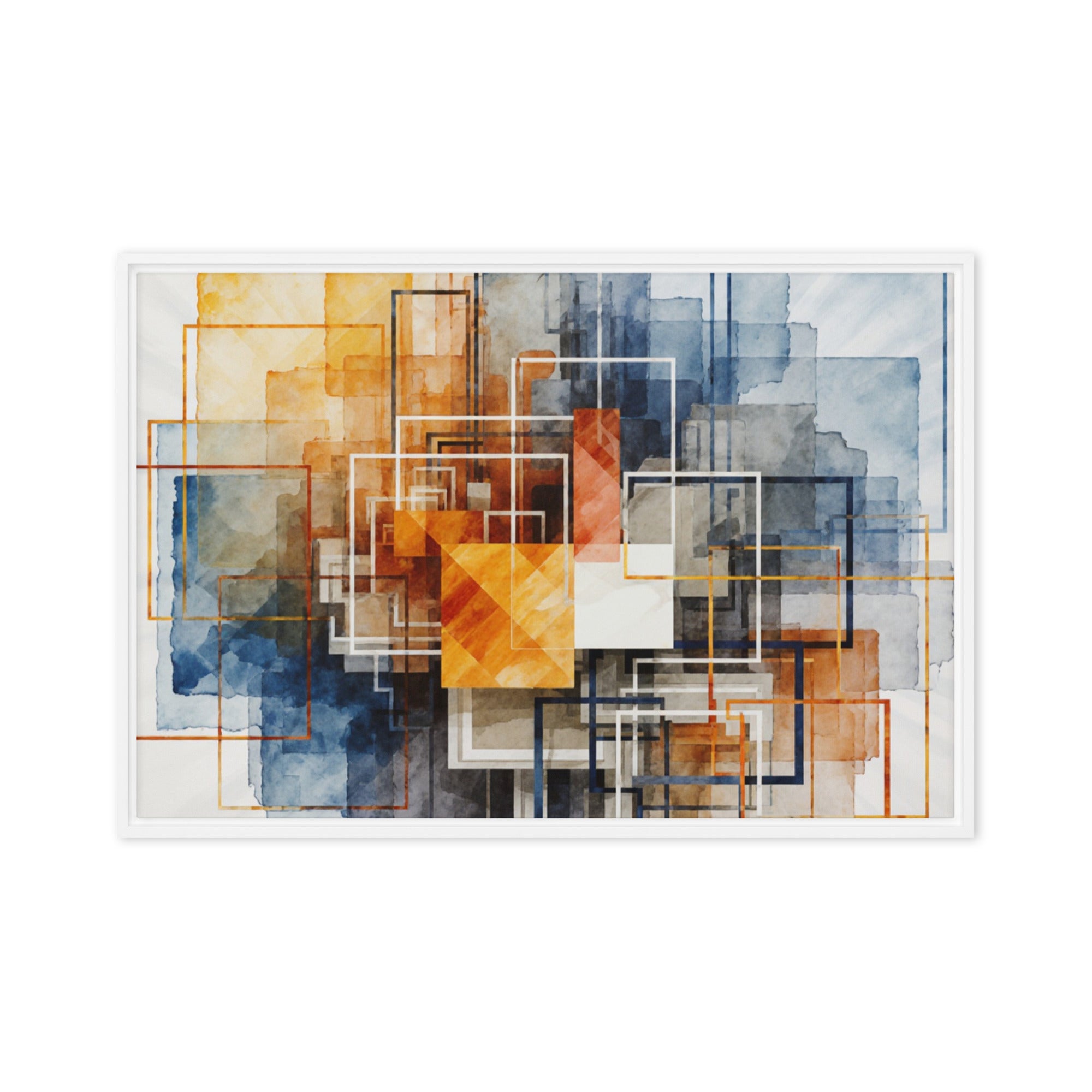Reticle framed canvas print front-facing product image in white frame, 16 x 16 inch universal size