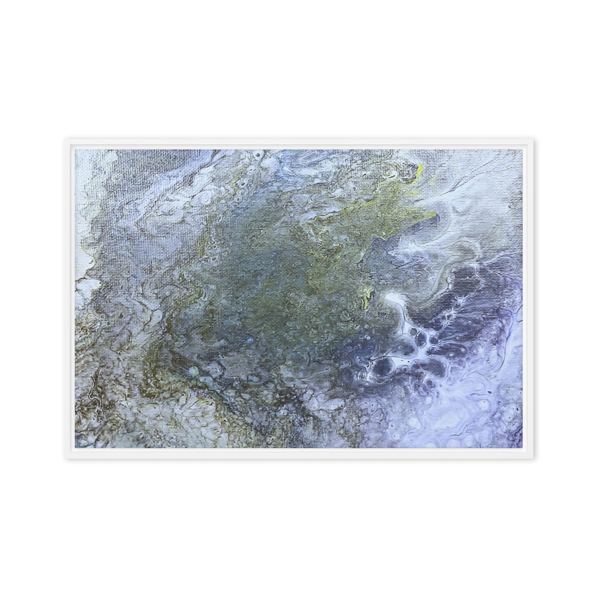 Shallows framed canvas studio series front-facing product image in white frame, 16 x 16 inch universal size