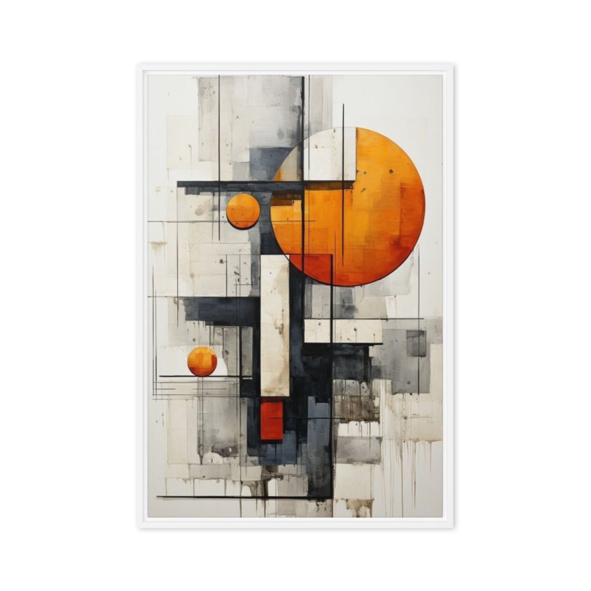 Grille wall art product image as a framed canvas print in white frame, 12 x 18 inch universal size