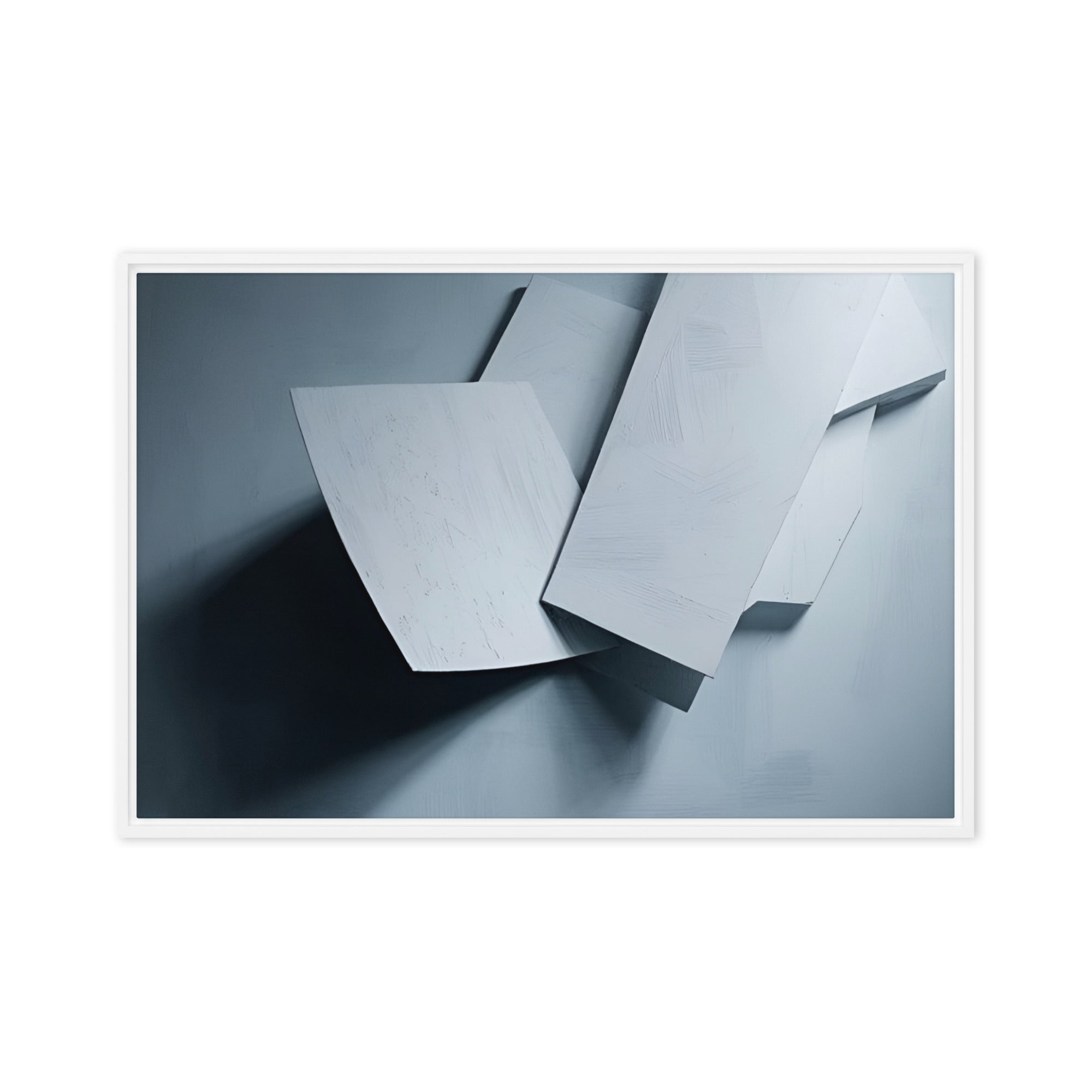 Silhouette framed canvas print wall display image in white frame, 16 x 20 inch universal size