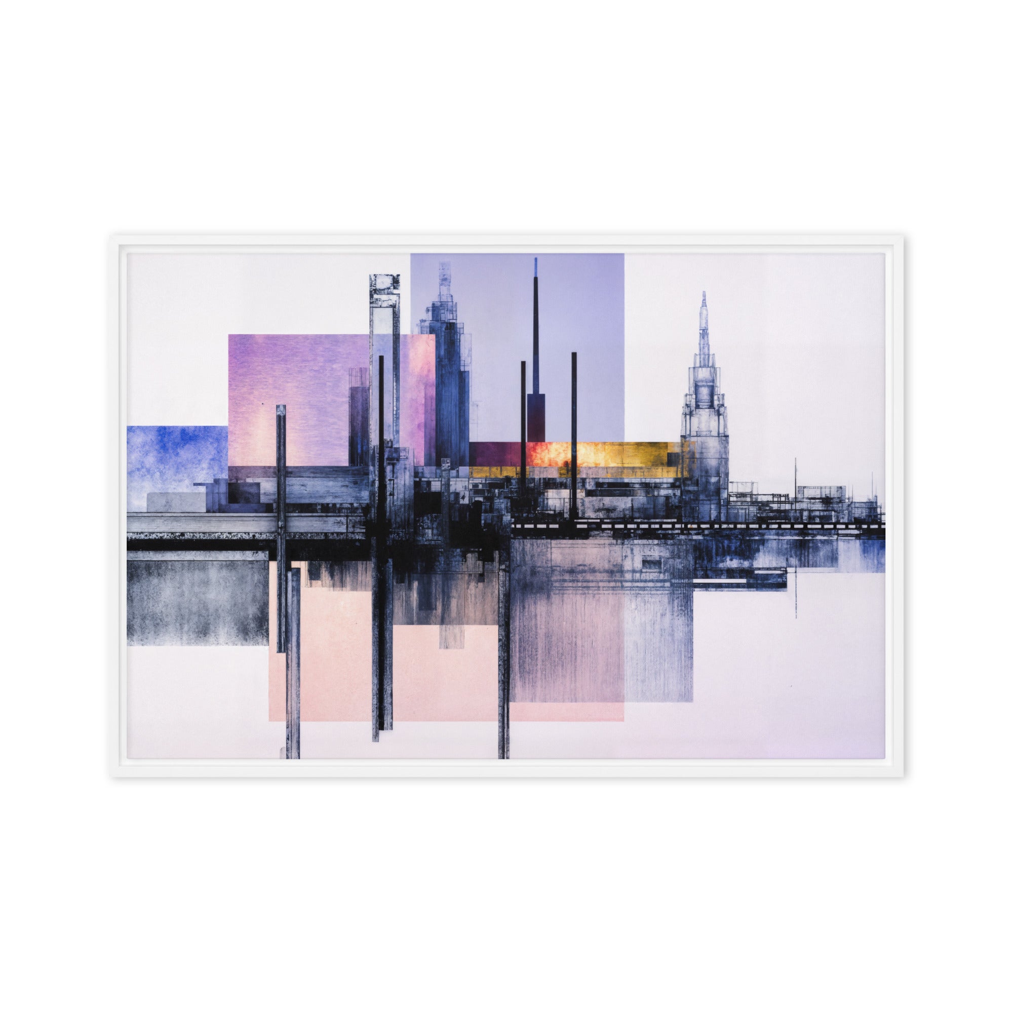 Escapes framed canvas print front-facing product image in white frame, 16 x 16 inch universal size