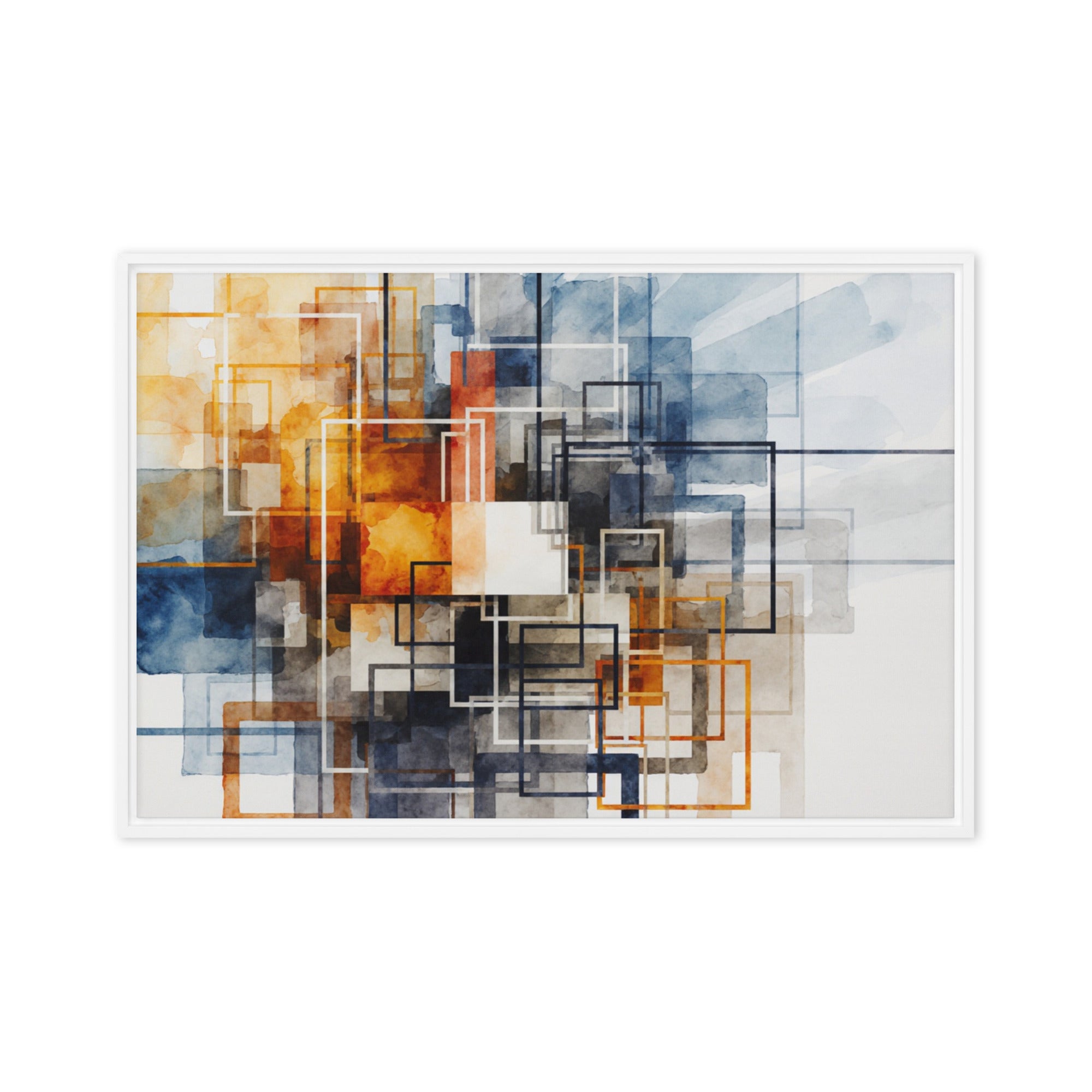 Tessera framed canvas print front-facing product image in white frame, 16 x 16 inch universal size
