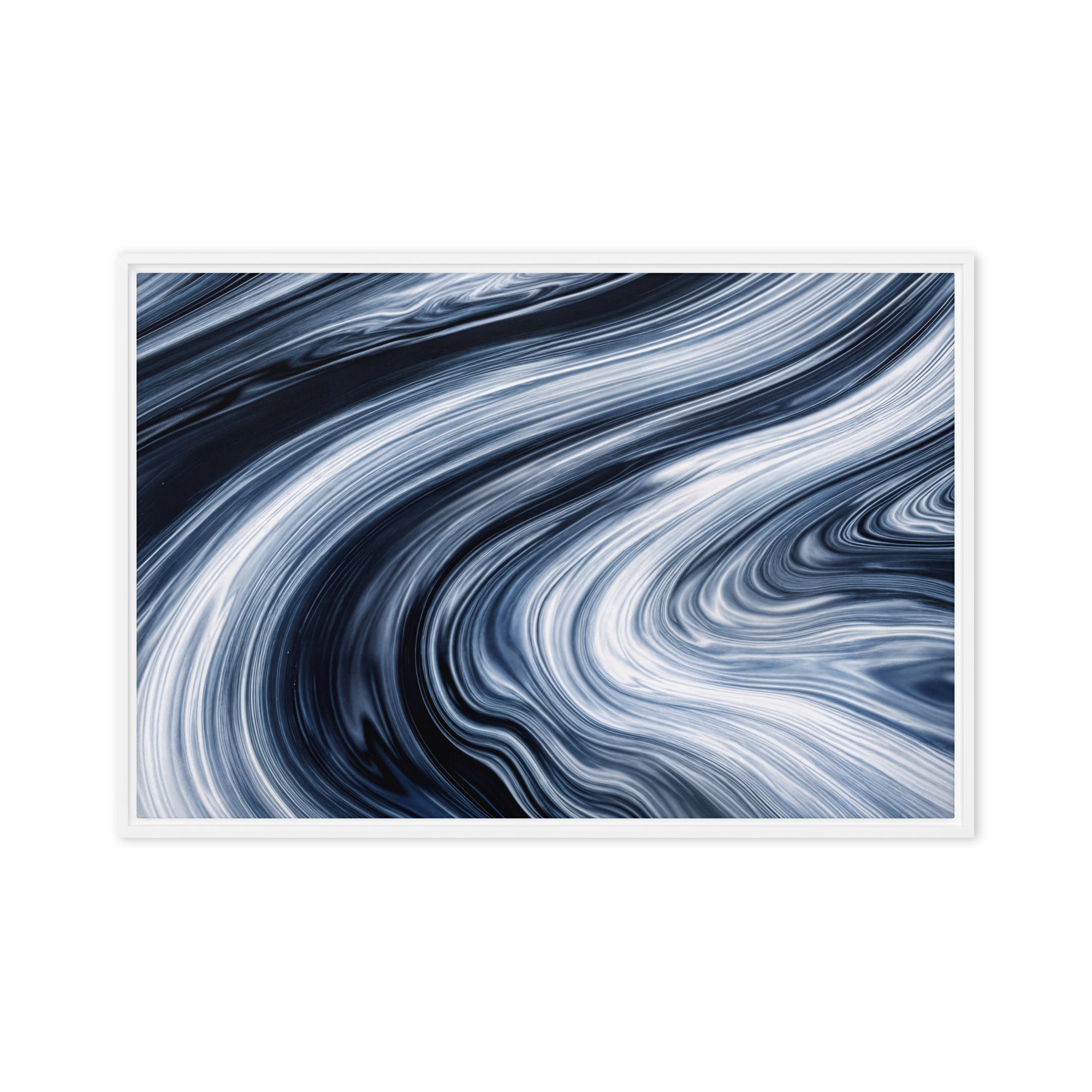 Vortex framed canvas print front-facing product image in white frame, 16 x 16 inch universal size