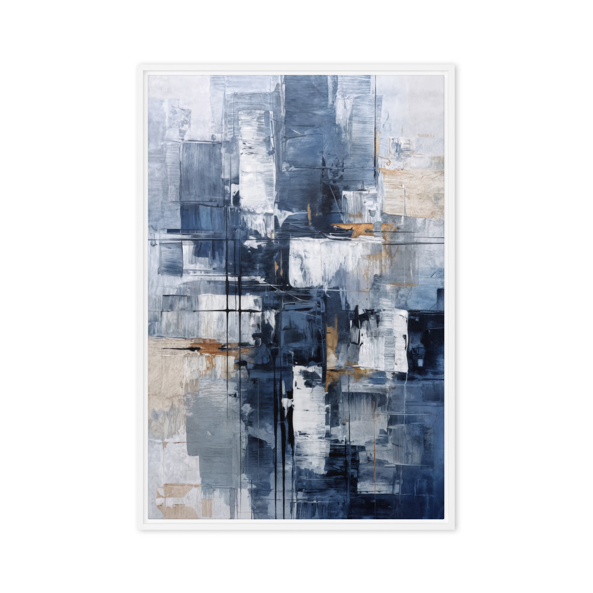 Push framed canvas print wall display image in white frame, 16 x 20 inch universal size