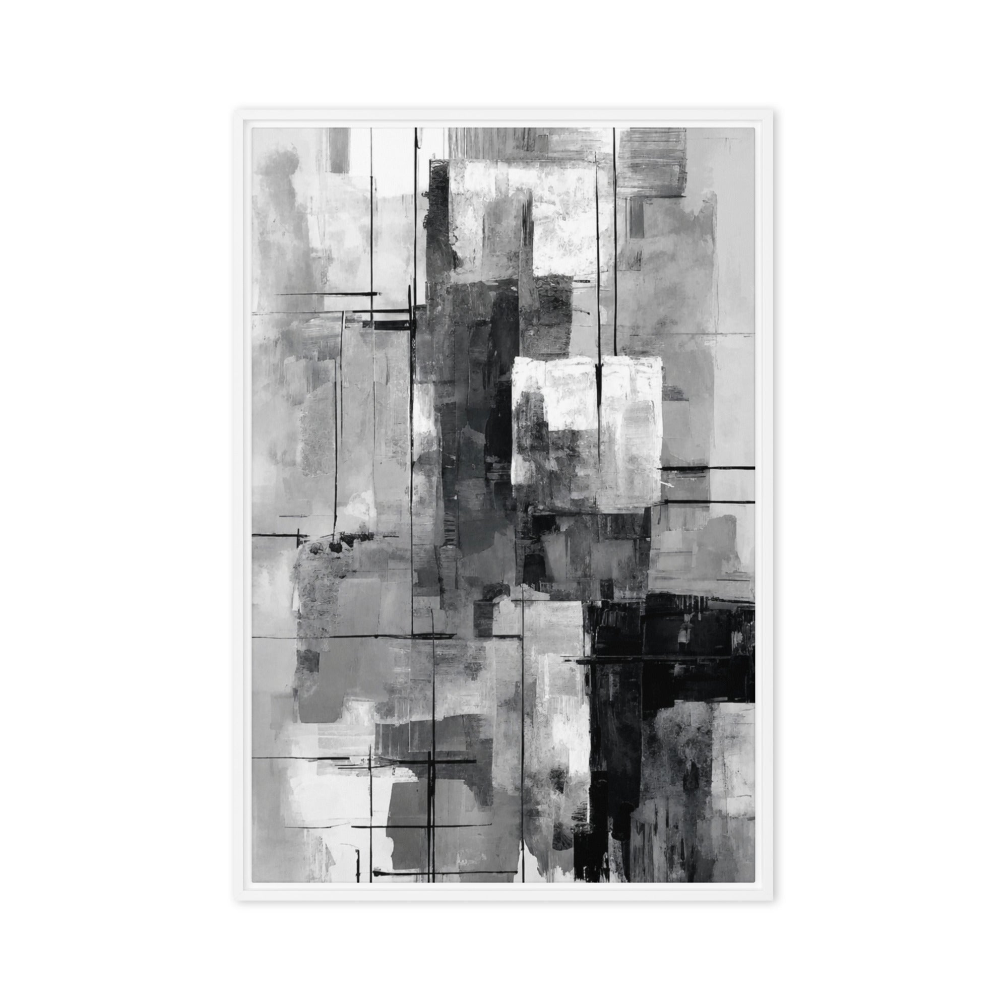Align framed canvas print front-facing product image in white frame, 16 x 16 inch universal size