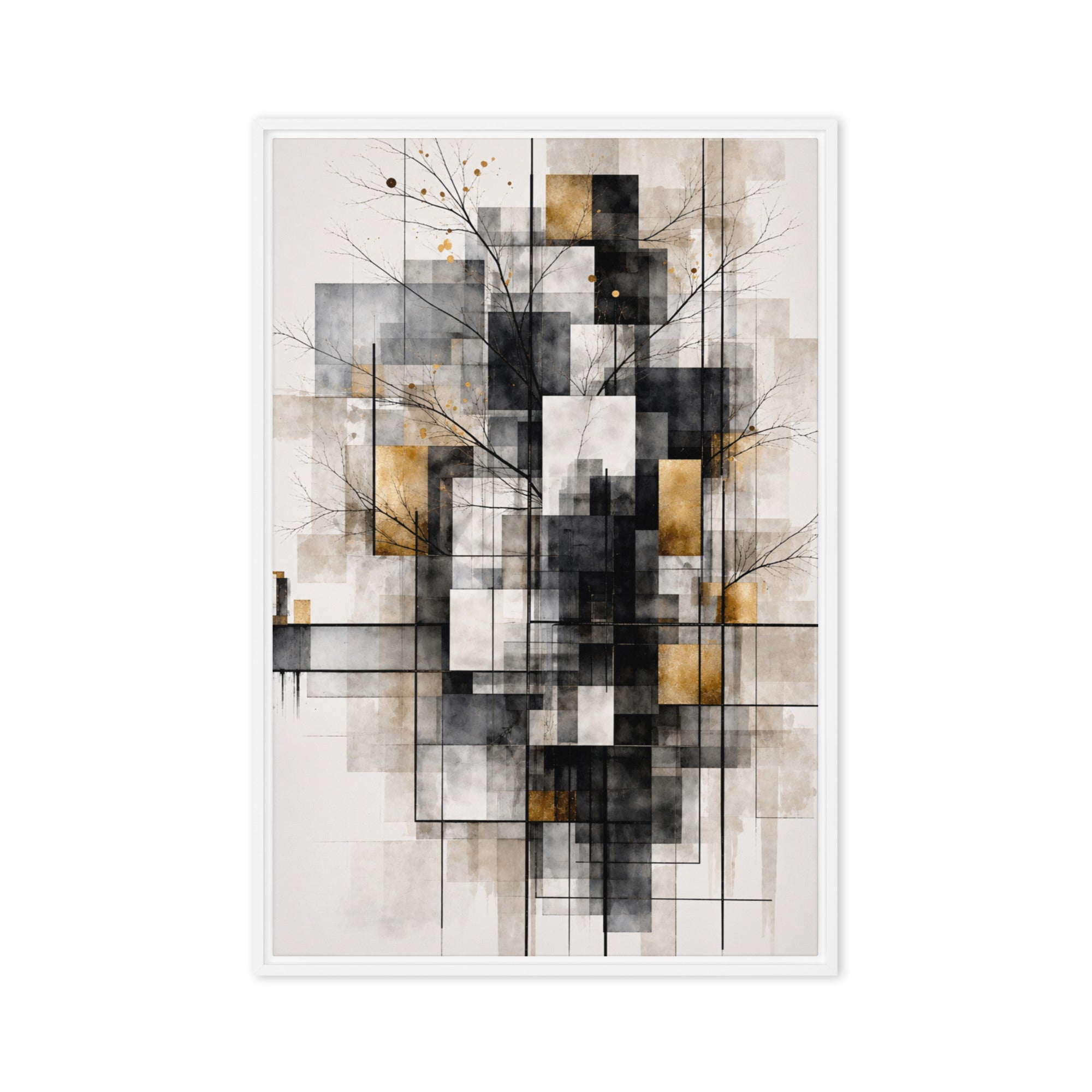 Avect framed canvas print front-facing product image in white frame, 16 x 16 inch universal size