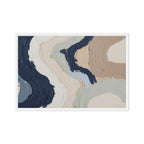 Marl framed canvas artwork with pale stone and soft clay tones with subtle visual texture, shown on white.