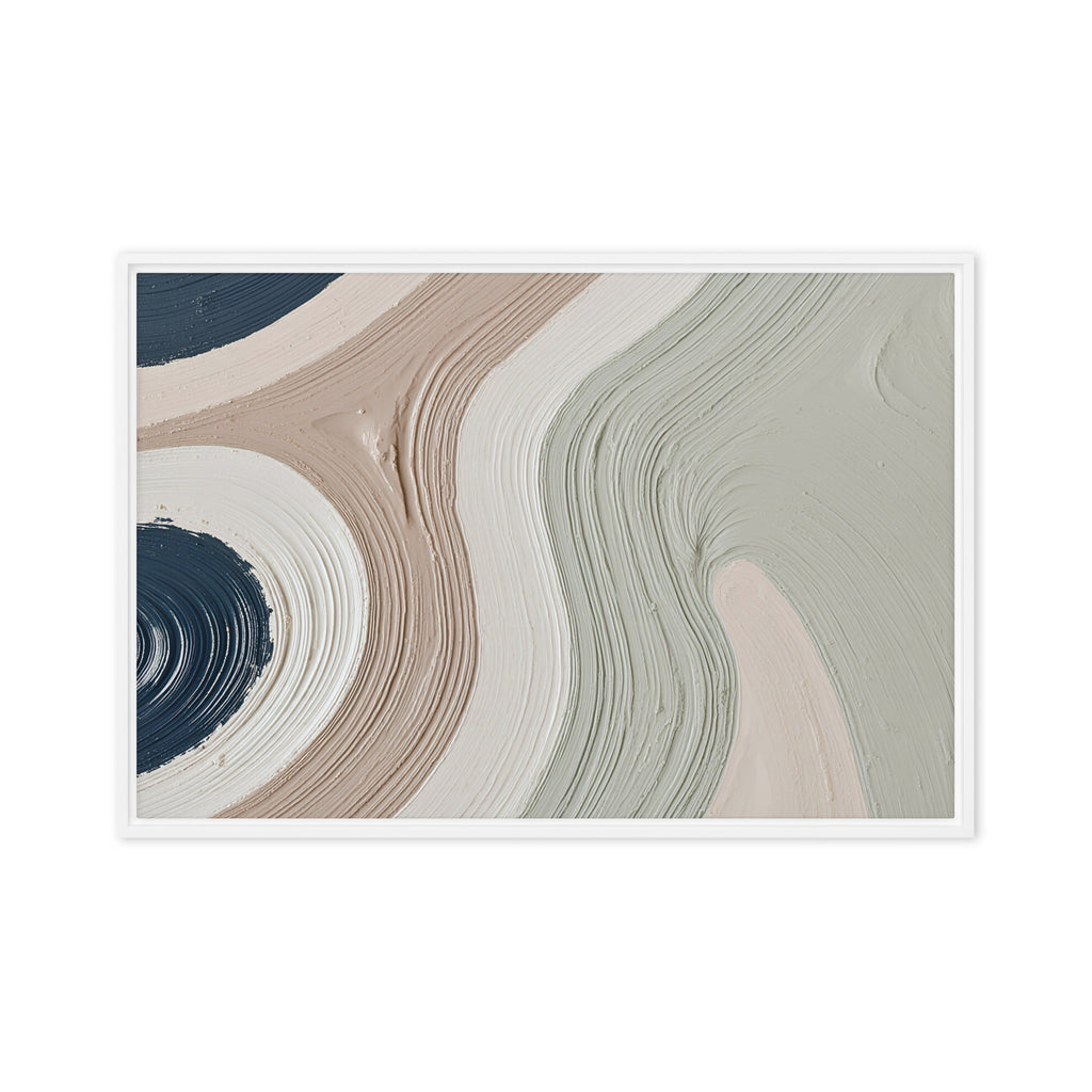 Talus framed canvas artwork with angular rock-like forms and deep charcoal contrasts, shown on white.