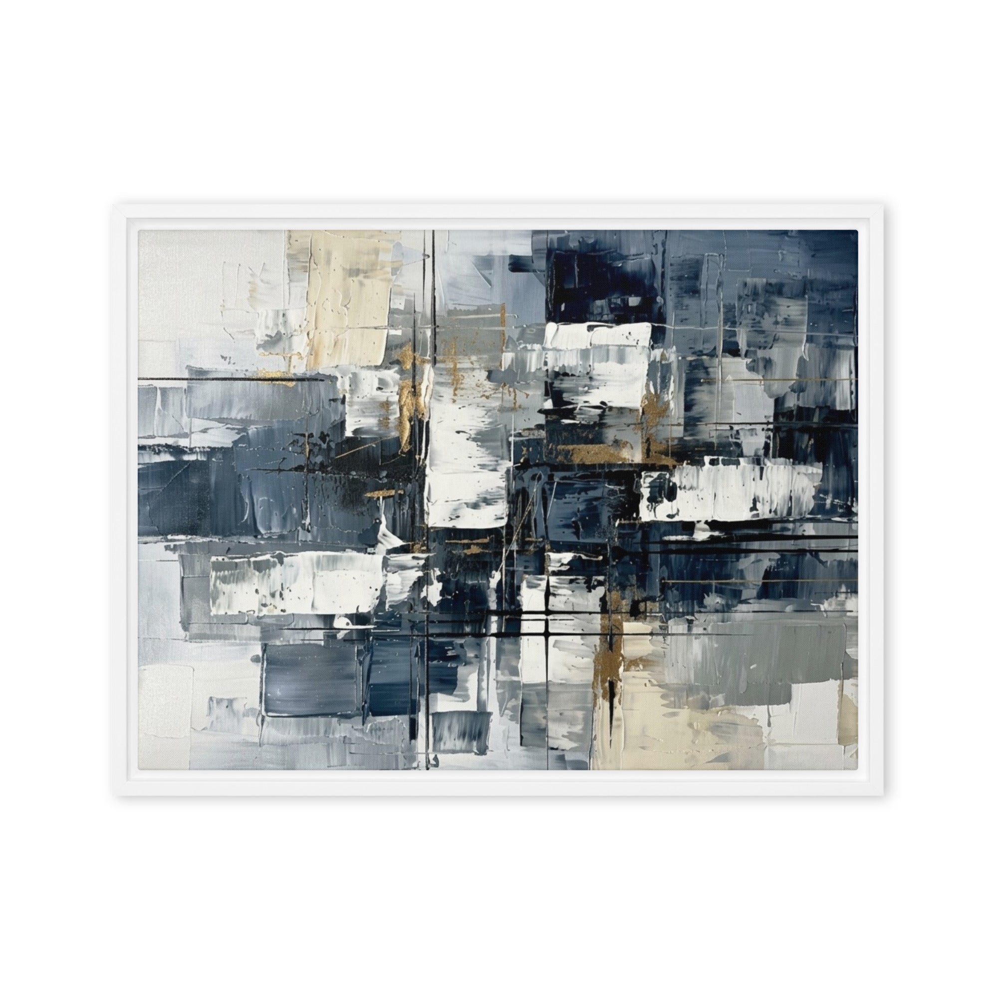 Calamity framed canvas urban wall display image in white frame, 20 x 28 inch large size