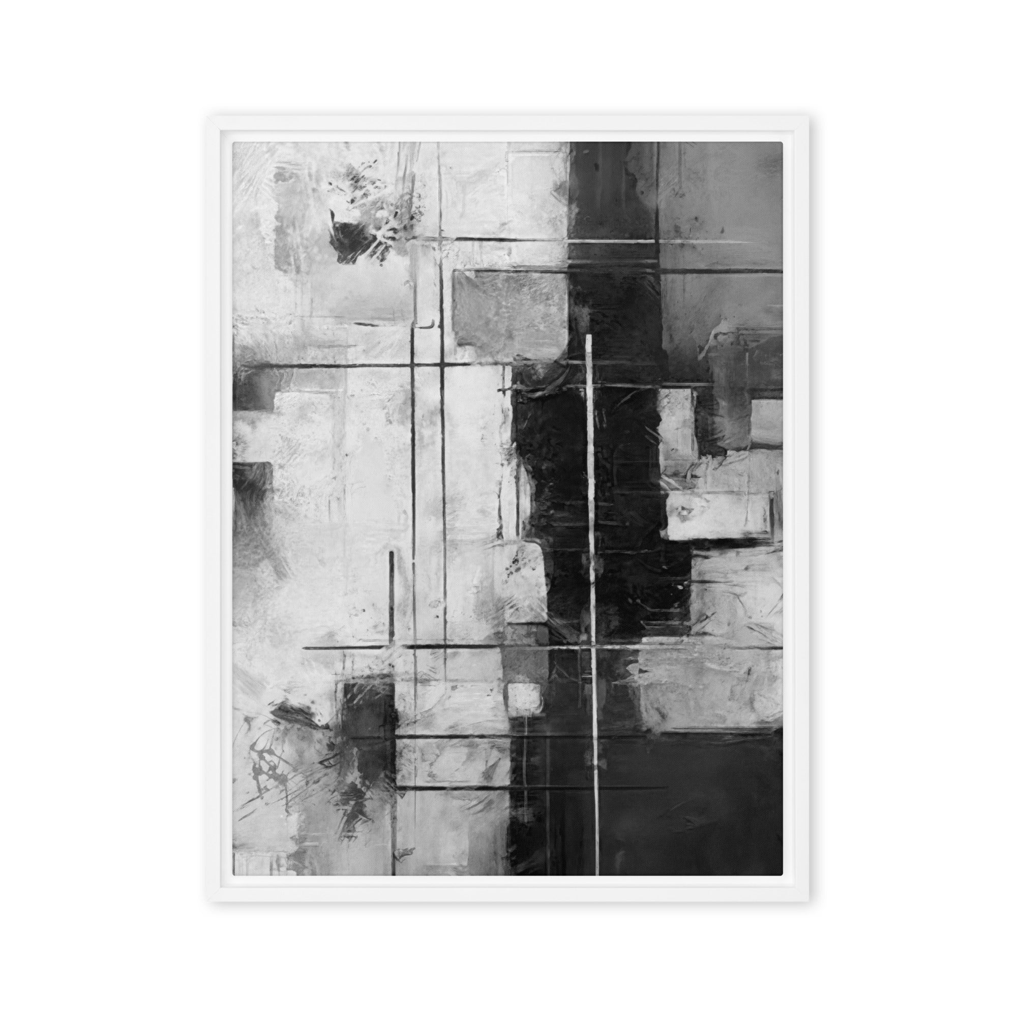 Beware framed canvas urban, front view in brown frame, 24 x 32 inch large size