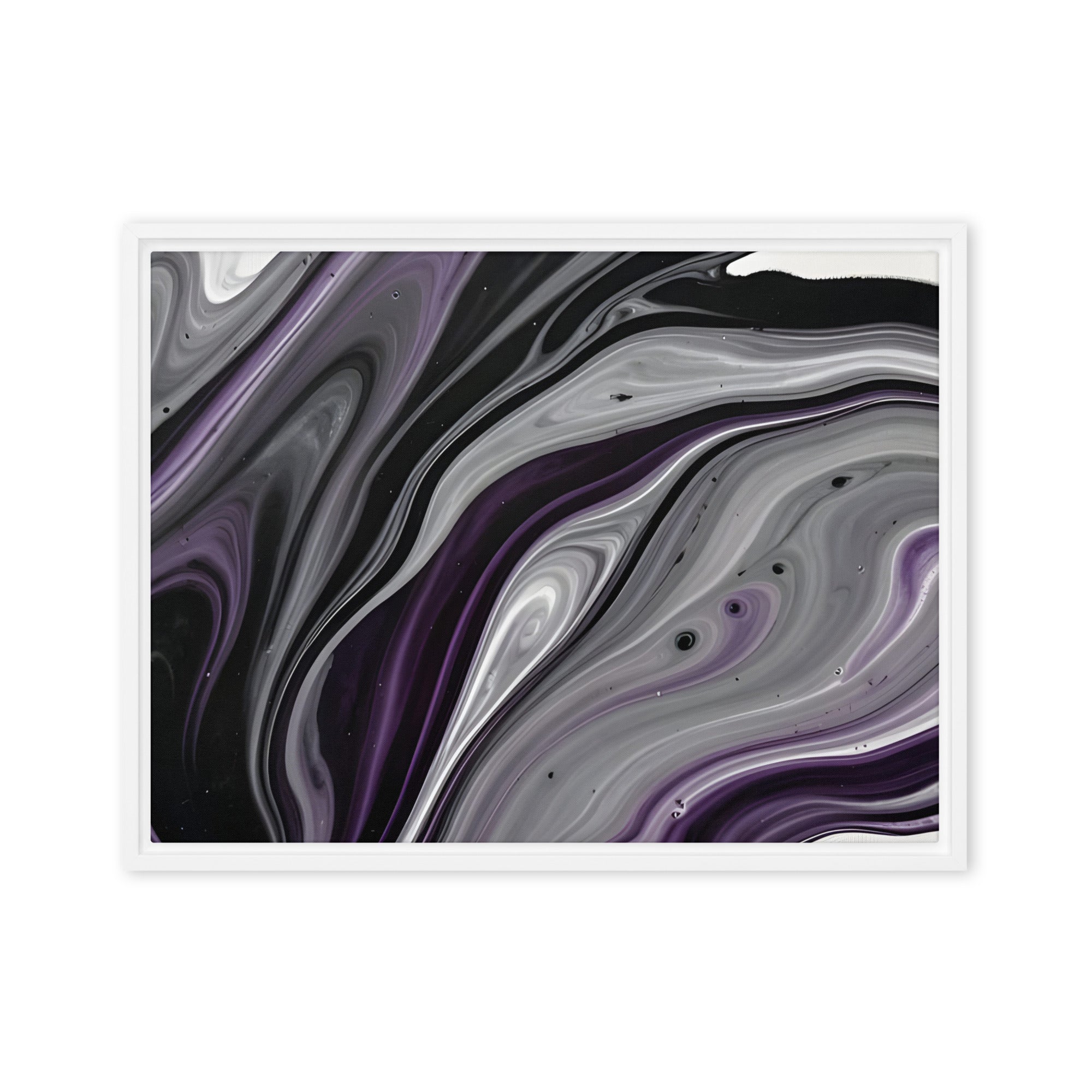 Amethyst Flow framed canvas print product view in white frame, 20 x 28 inch large size