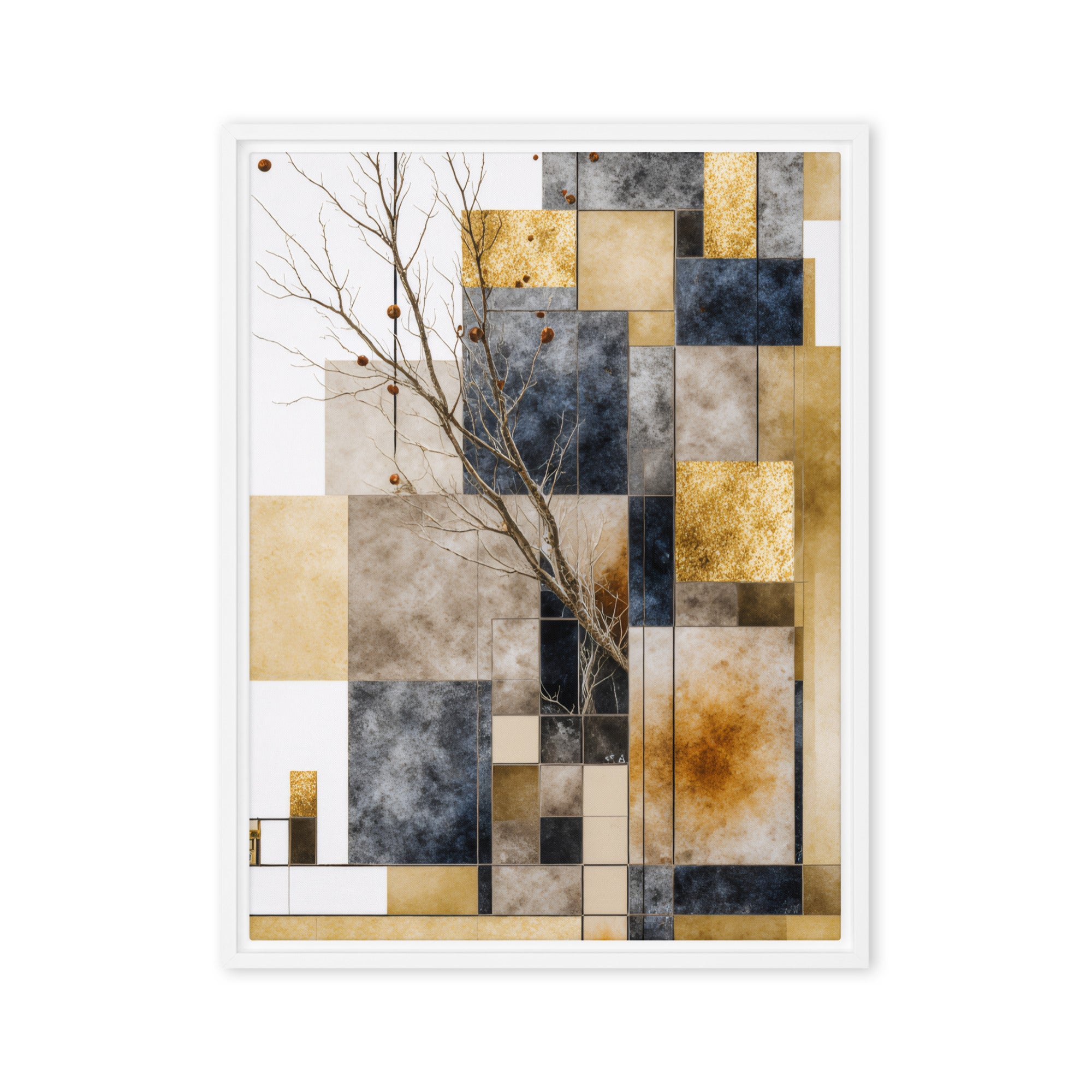 Scorie framed canvas print product mockup in white frame, 20 x 30 inch large size