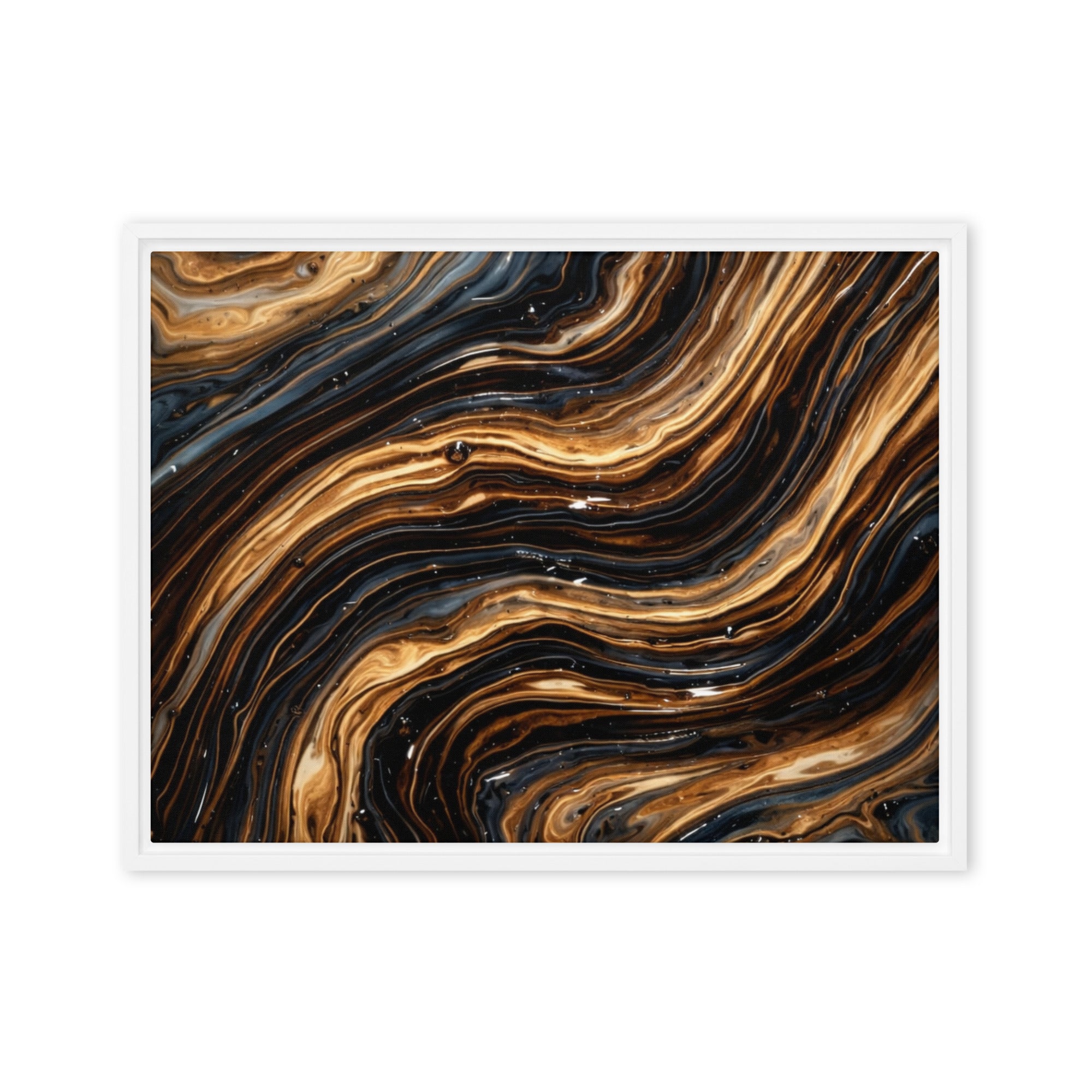 Amber framed canvas print product view in white frame, 20 x 28 inch large size