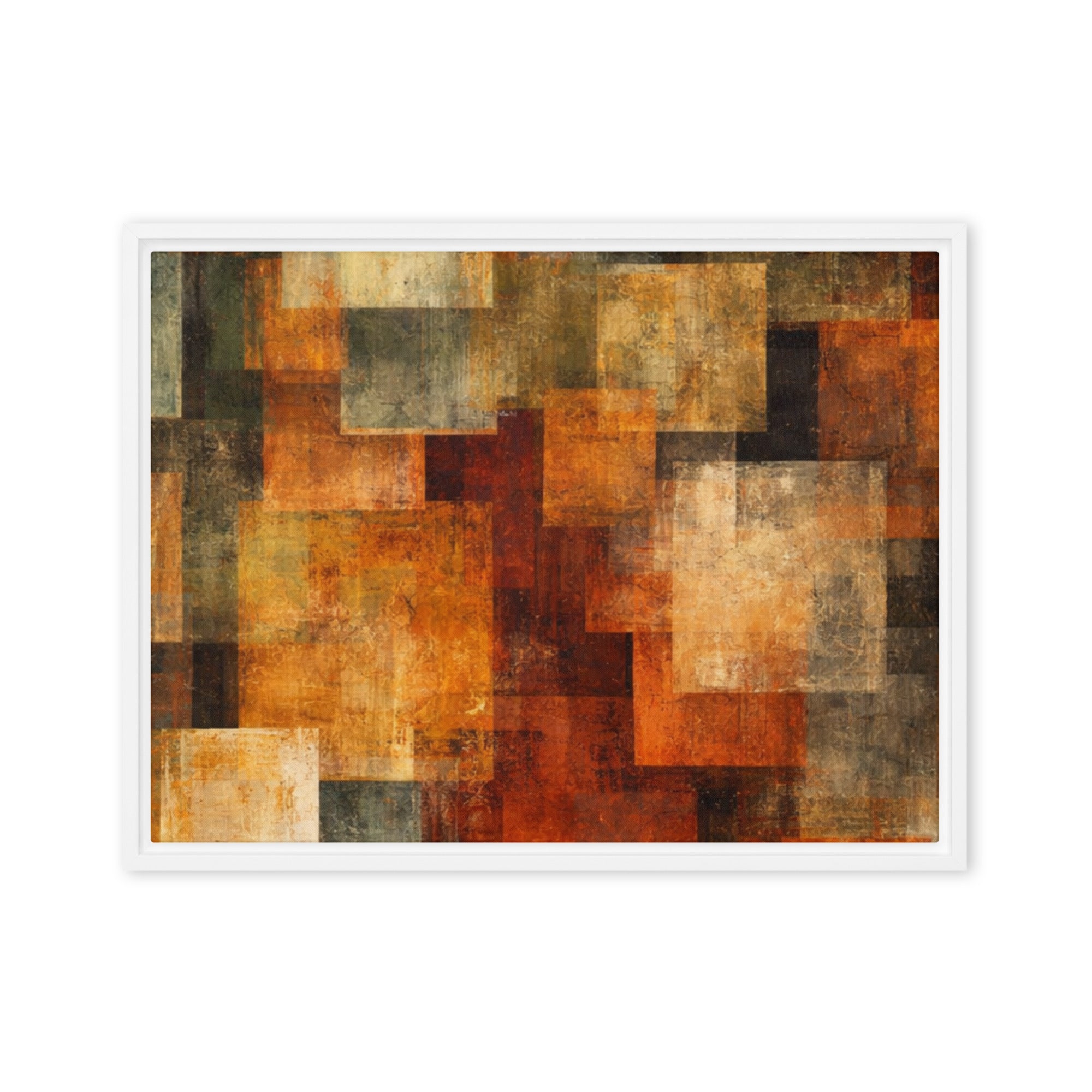 Harvest framed canvas print product view in white frame, 20 x 28 inch large size